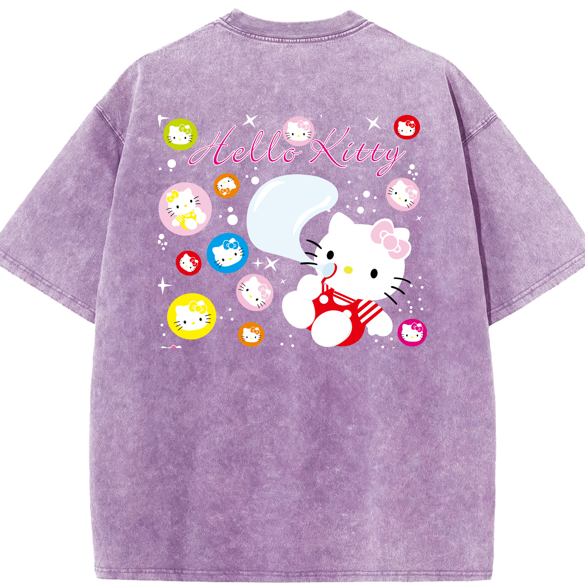 （画像用） Hello Kitty ハローキティ 綿100% ヴィンテージ風 半袖Tシャツ（背面プリント）