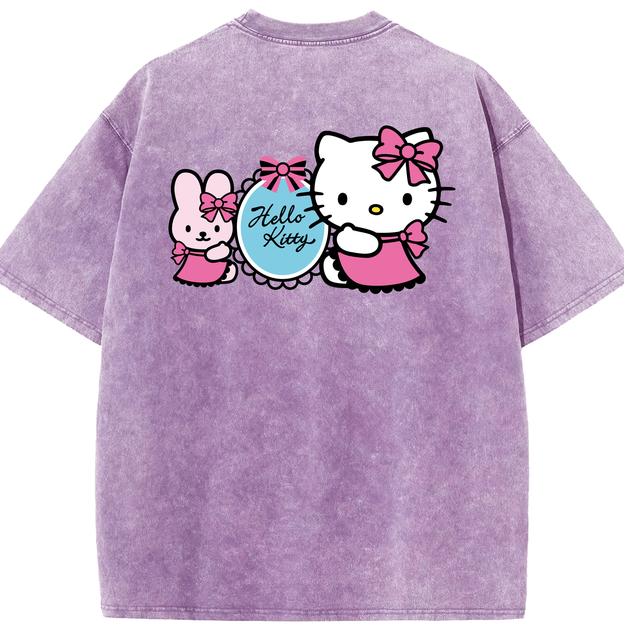 （画像用） Hello Kitty ハローキティ 綿100% ヴィンテージ風 半袖Tシャツ（背面プリント）