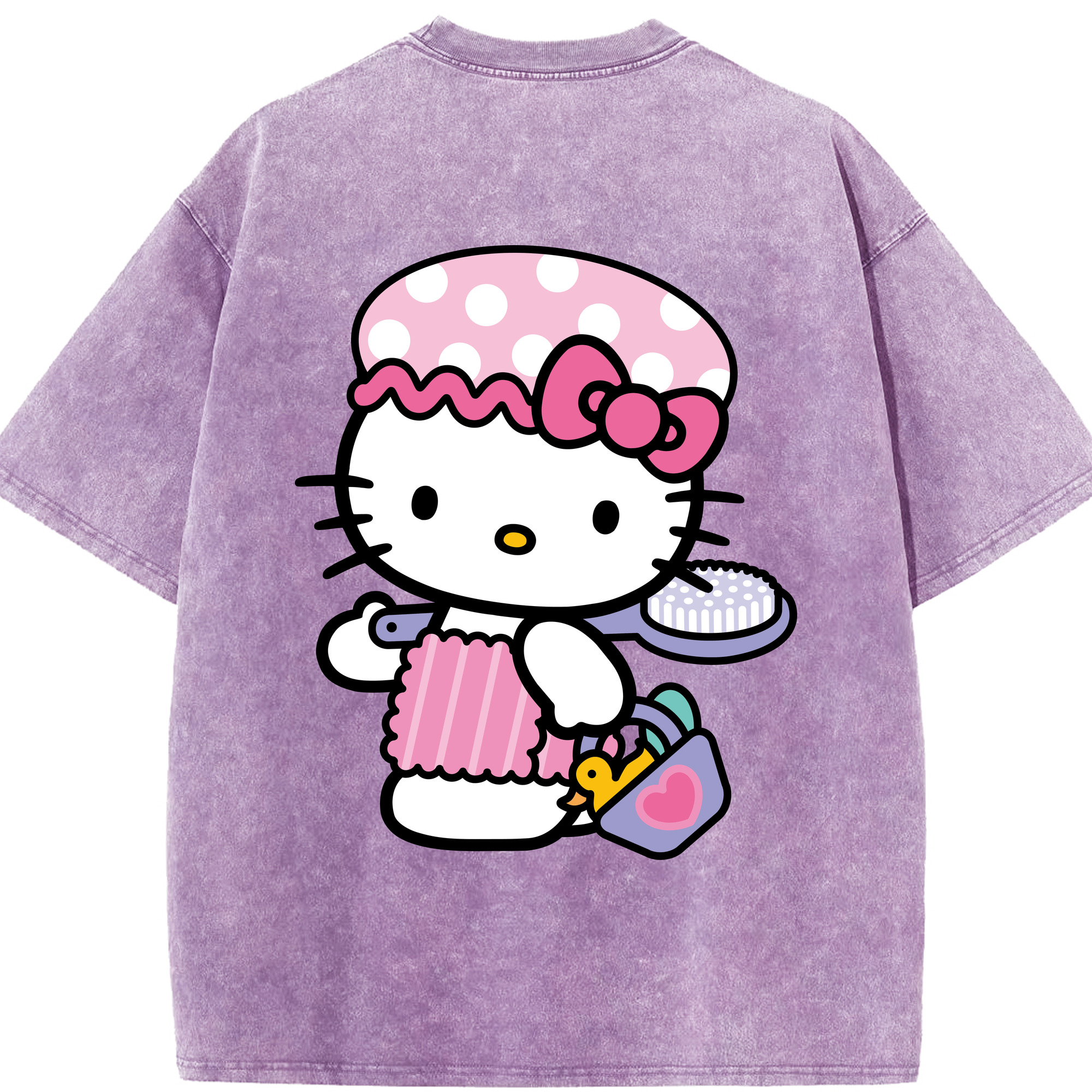（画像用） Hello Kitty ハローキティ 綿100% ヴィンテージ風 半袖Tシャツ（背面プリント）