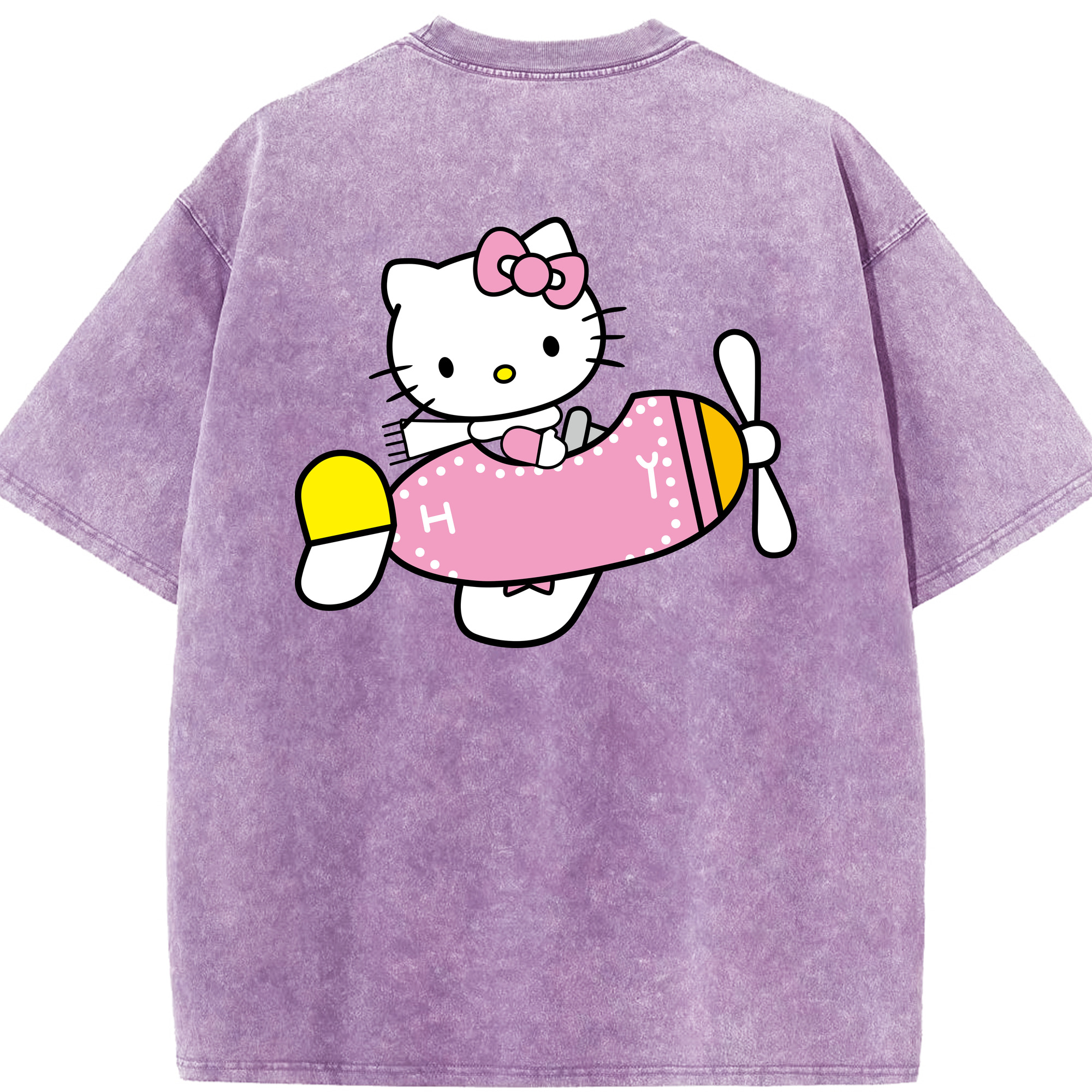 （画像用） Hello Kitty ハローキティ 綿100% ヴィンテージ風 半袖Tシャツ（背面プリント）