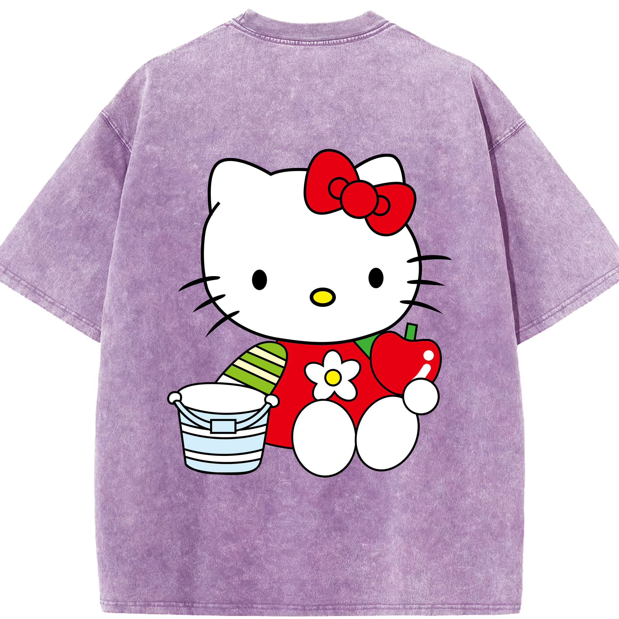 （画像用） Hello Kitty ハローキティ 綿100% ヴィンテージ風 半袖Tシャツ（背面プリント）
