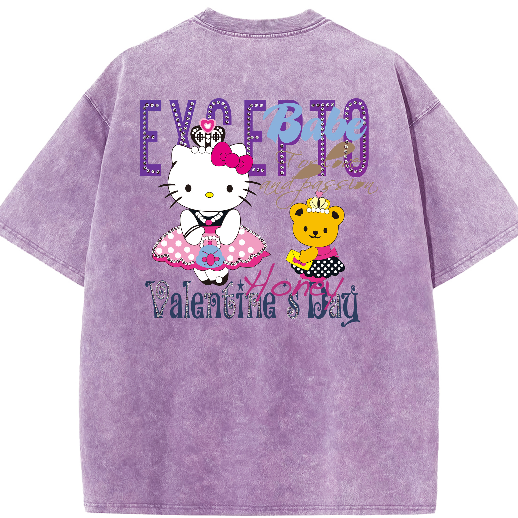 （画像用） Hello Kitty ハローキティ 綿100% ヴィンテージ風 半袖Tシャツ（背面プリント）