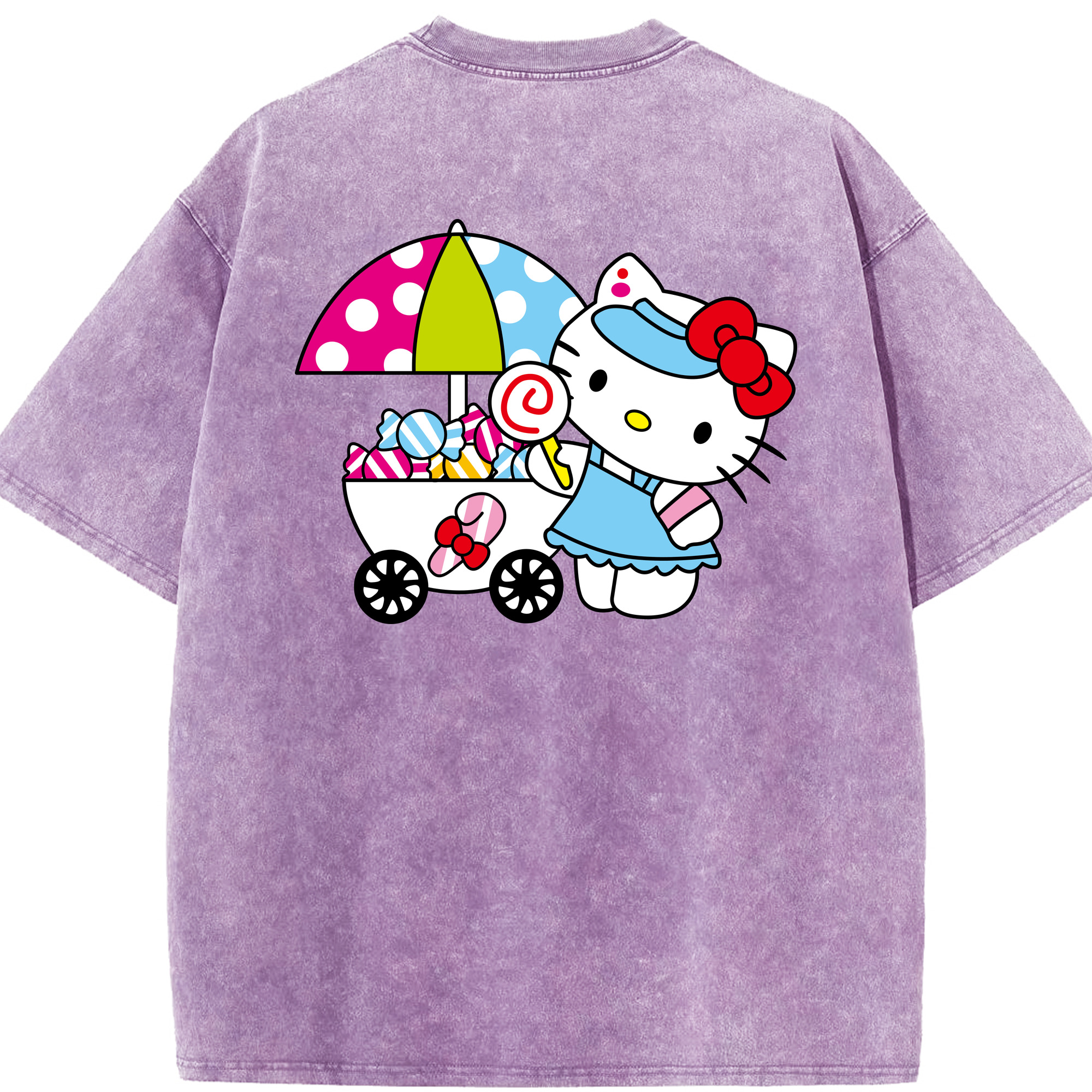 （画像用） Hello Kitty ハローキティ 綿100% ヴィンテージ風 半袖Tシャツ（背面プリント）