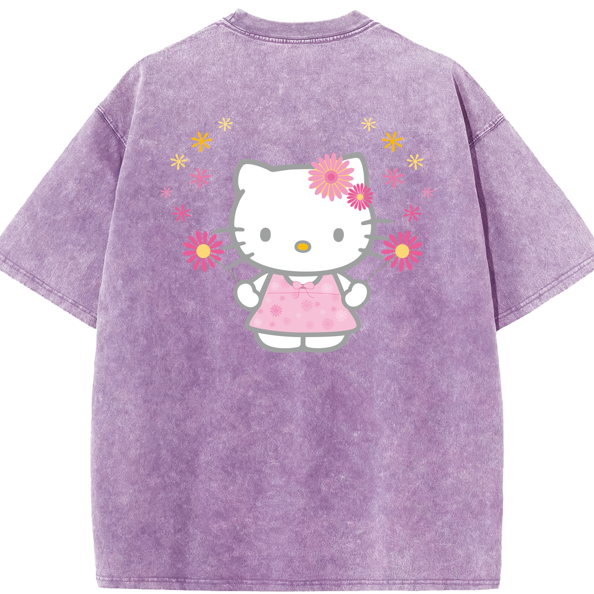 （画像用） Hello Kitty ハローキティ 綿100% ヴィンテージ風 半袖Tシャツ（背面プリント）