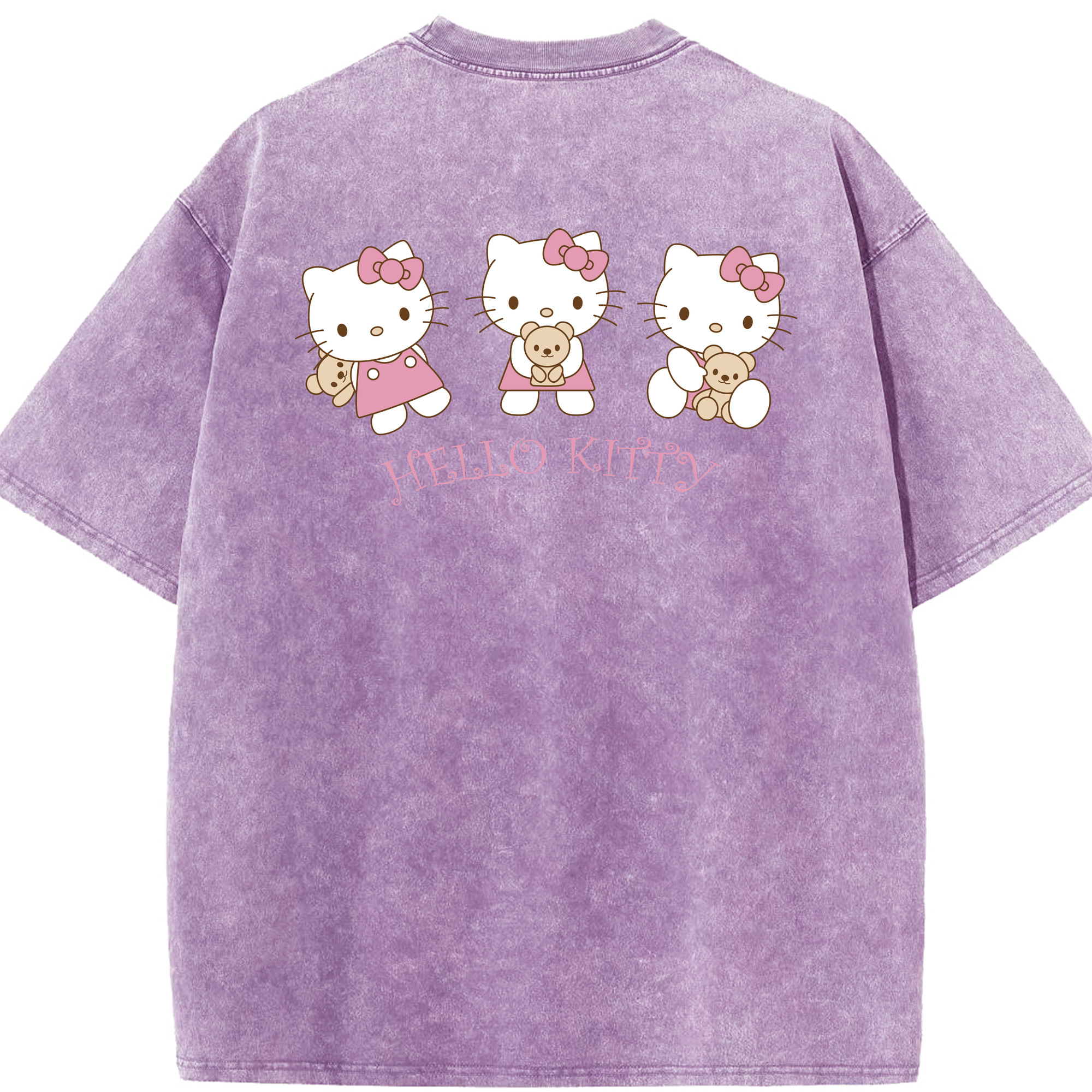 （画像用） Hello Kitty ハローキティ 綿100% ヴィンテージ風 半袖Tシャツ（背面プリント）