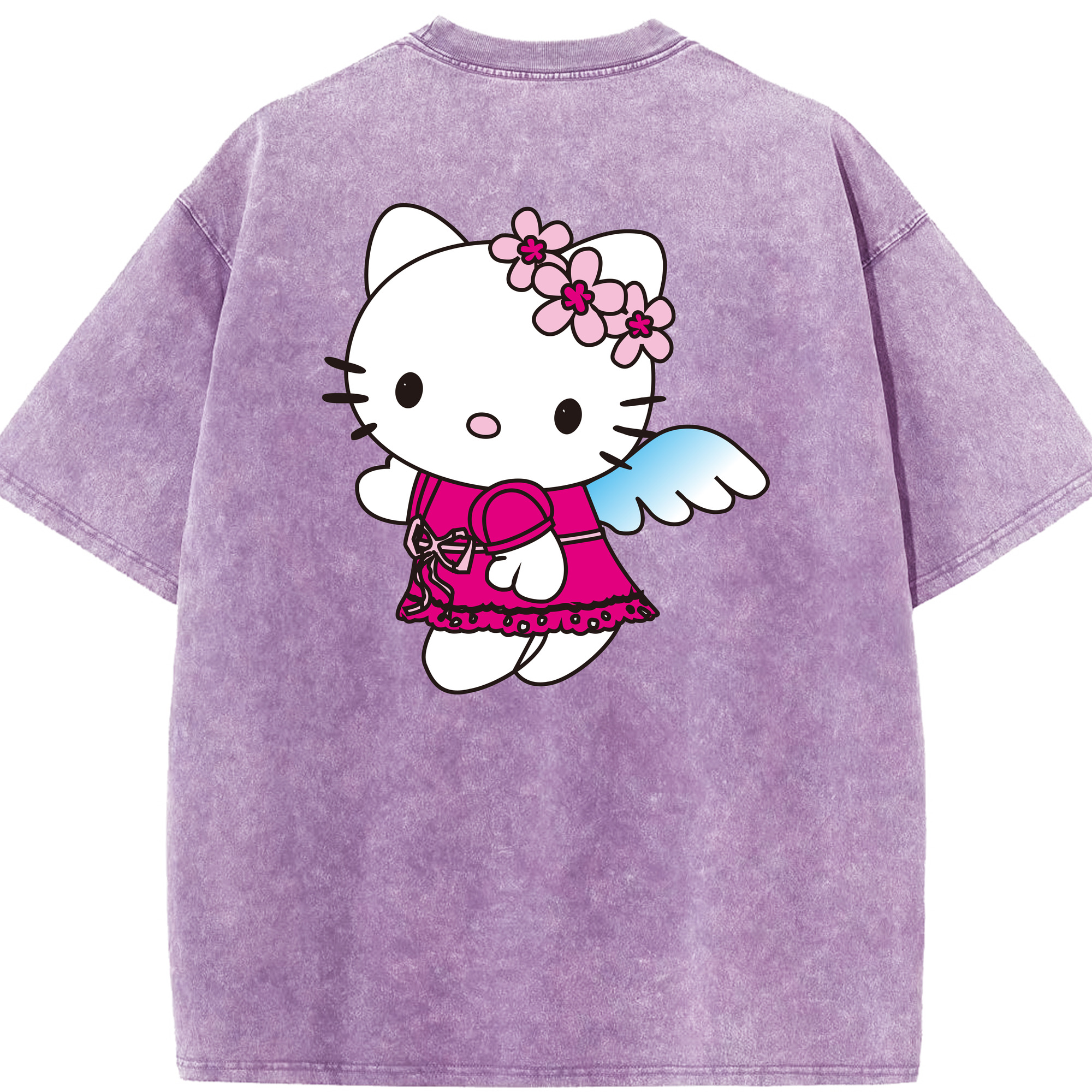 （画像用） Hello Kitty ハローキティ 綿100% ヴィンテージ風 半袖Tシャツ（背面プリント）