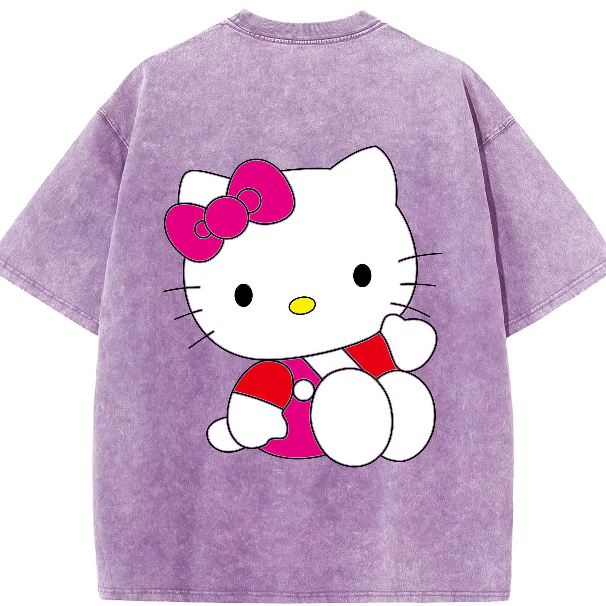 （画像用） Hello Kitty ハローキティ 綿100% ヴィンテージ風 半袖Tシャツ（背面プリント）