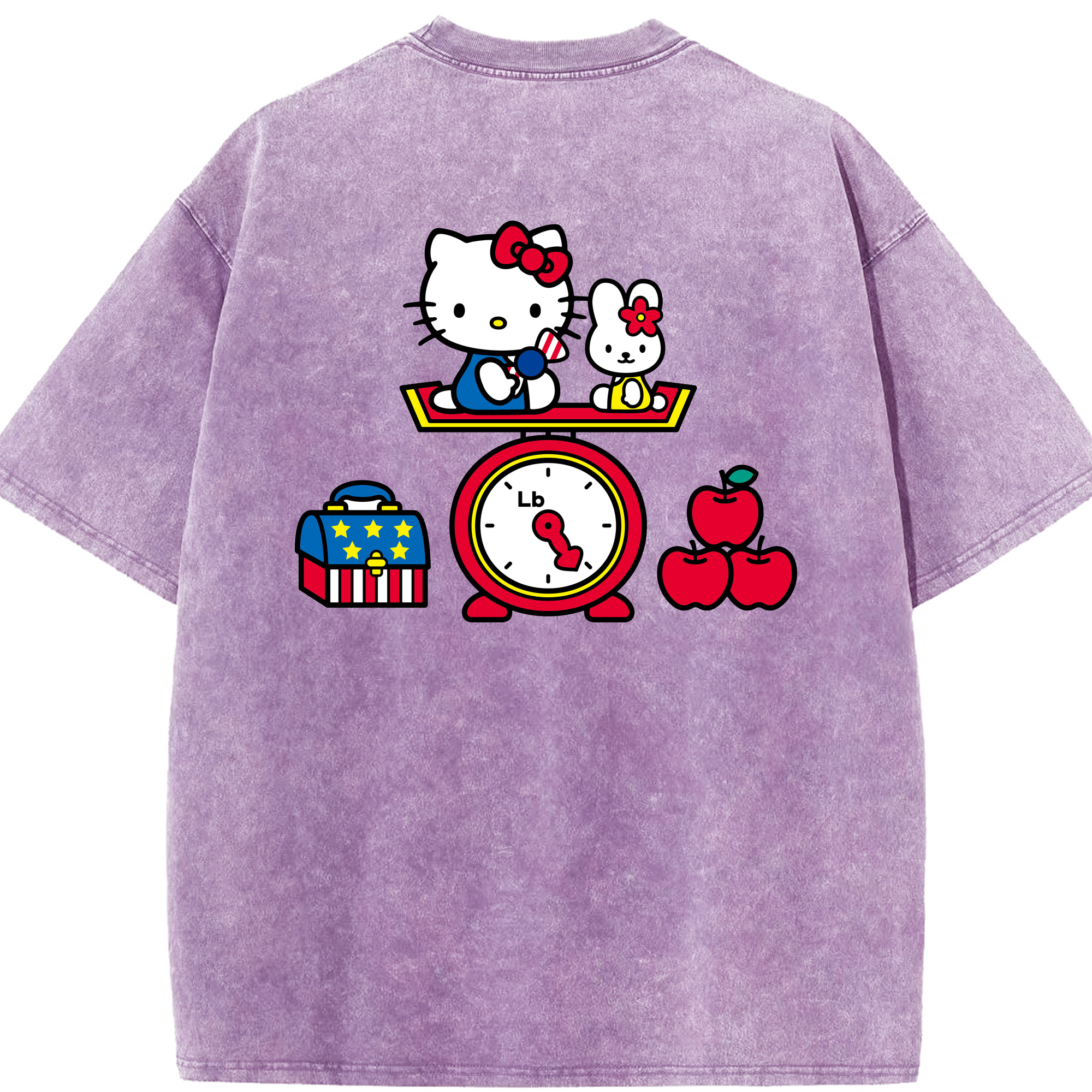 （画像用） Hello Kitty ハローキティ 綿100% ヴィンテージ風 半袖Tシャツ（背面プリント）