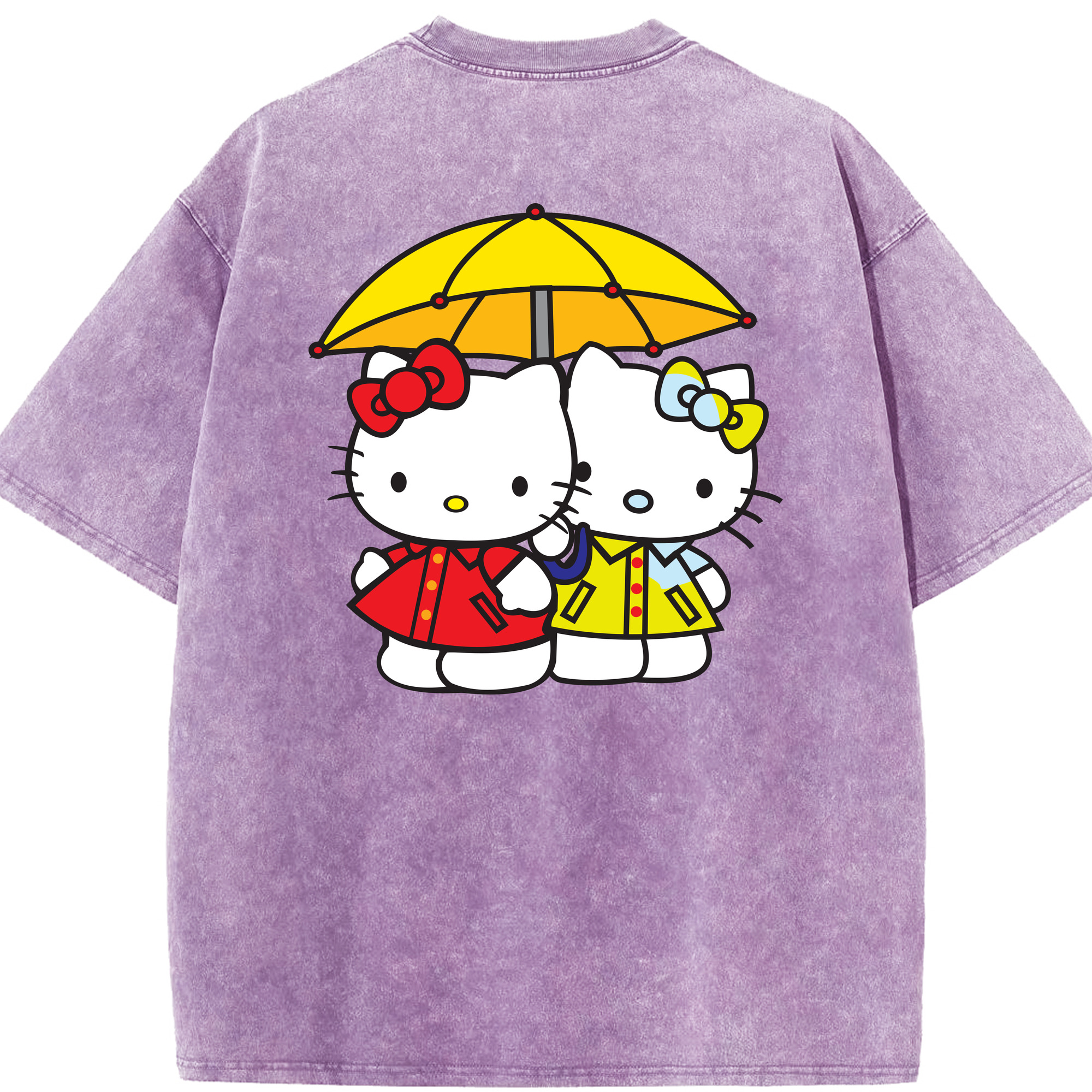 （画像用） Hello Kitty ハローキティ 綿100% ヴィンテージ風 半袖Tシャツ（背面プリント）