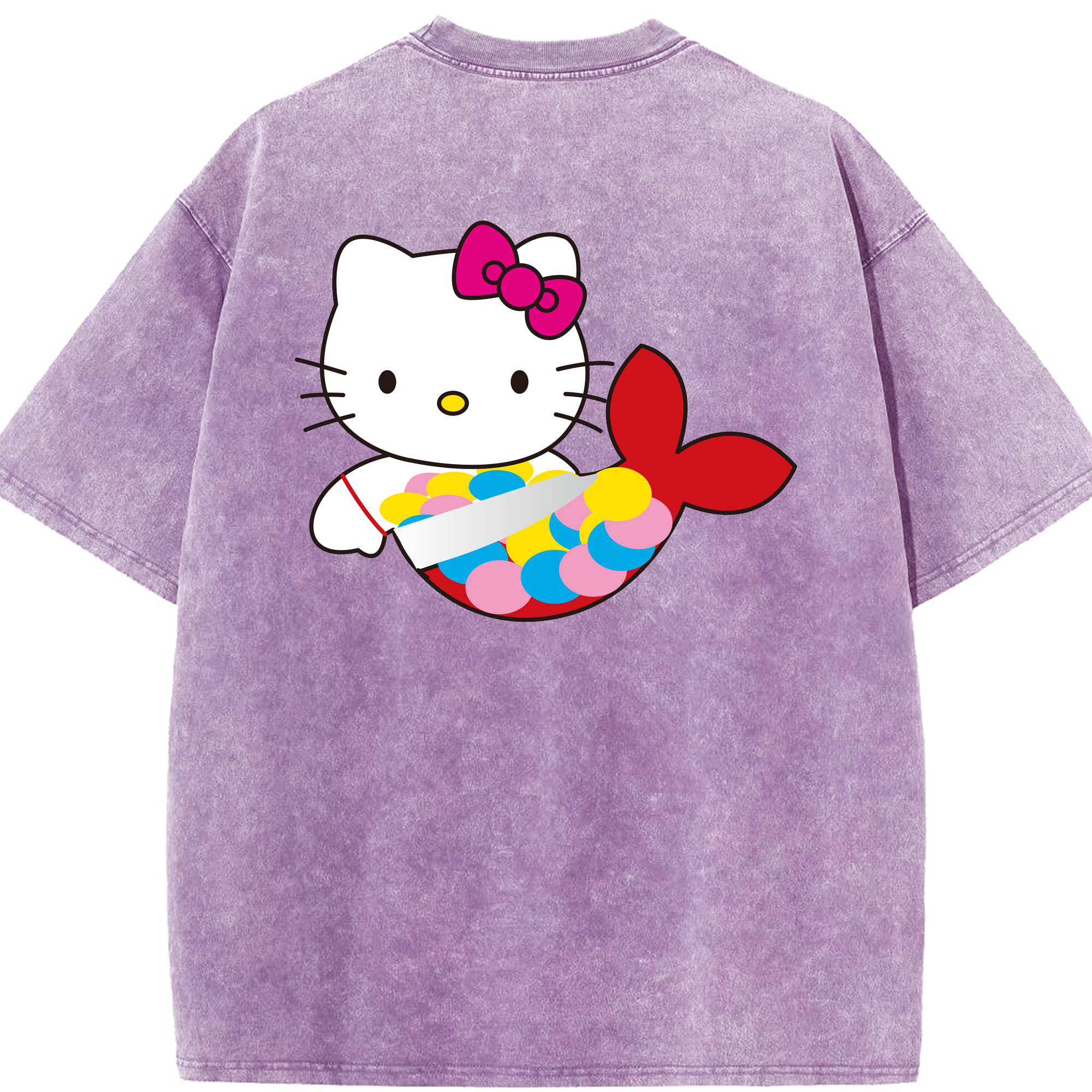 （画像用） Hello Kitty ハローキティ 綿100% ヴィンテージ風 半袖Tシャツ（背面プリント）