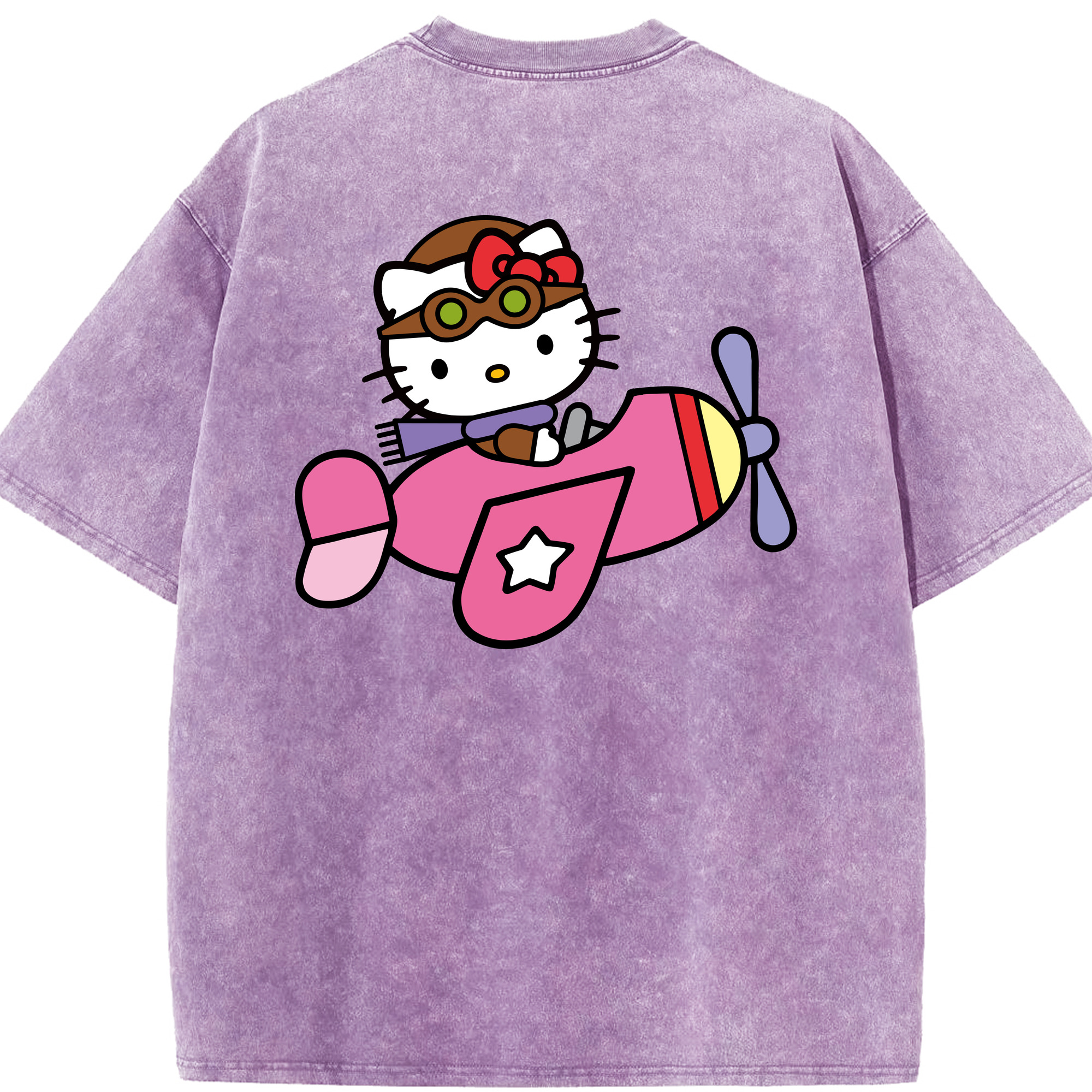 （画像用） Hello Kitty ハローキティ 綿100% ヴィンテージ風 半袖Tシャツ（背面プリント）