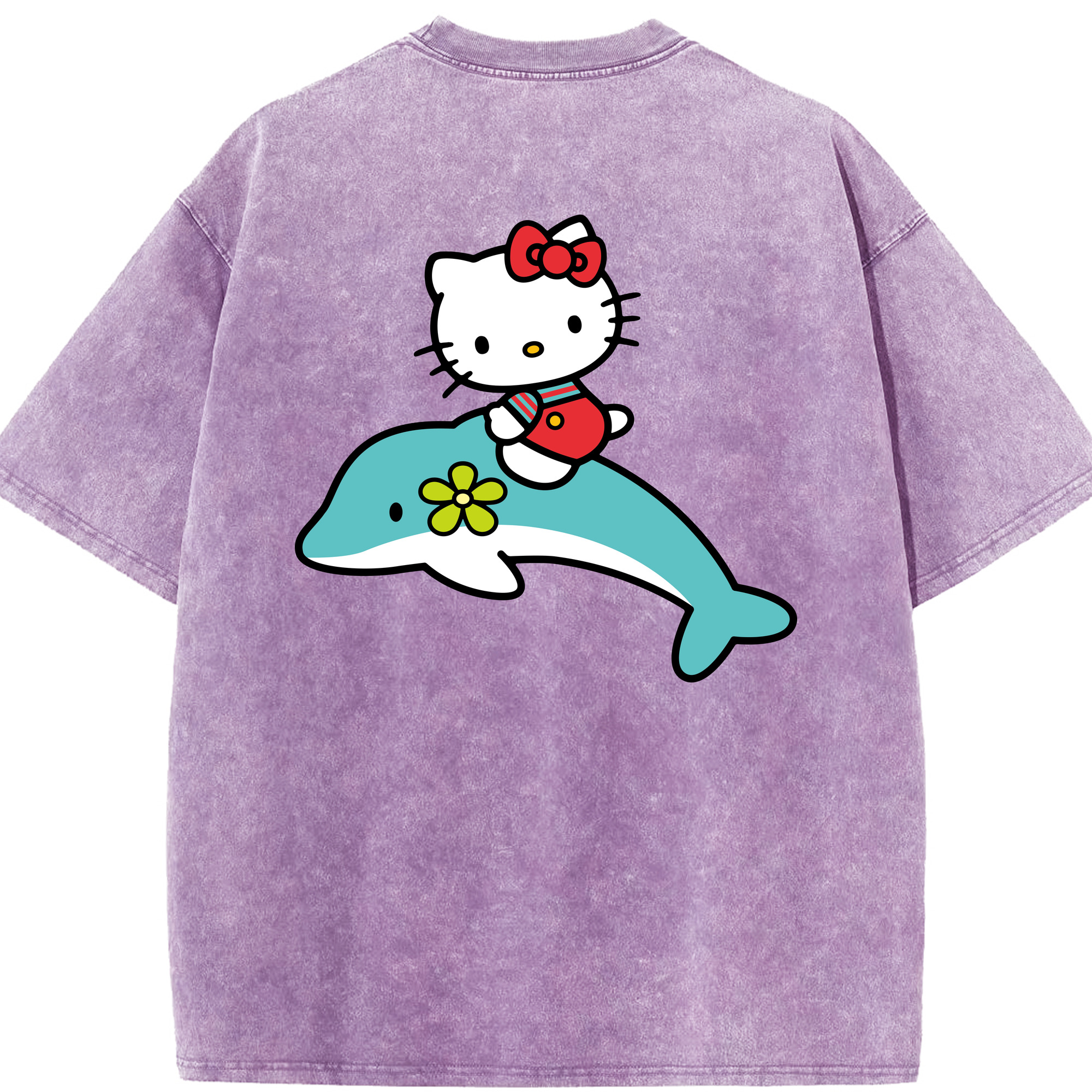 （画像用） Hello Kitty ハローキティ 綿100% ヴィンテージ風 半袖Tシャツ（背面プリント）