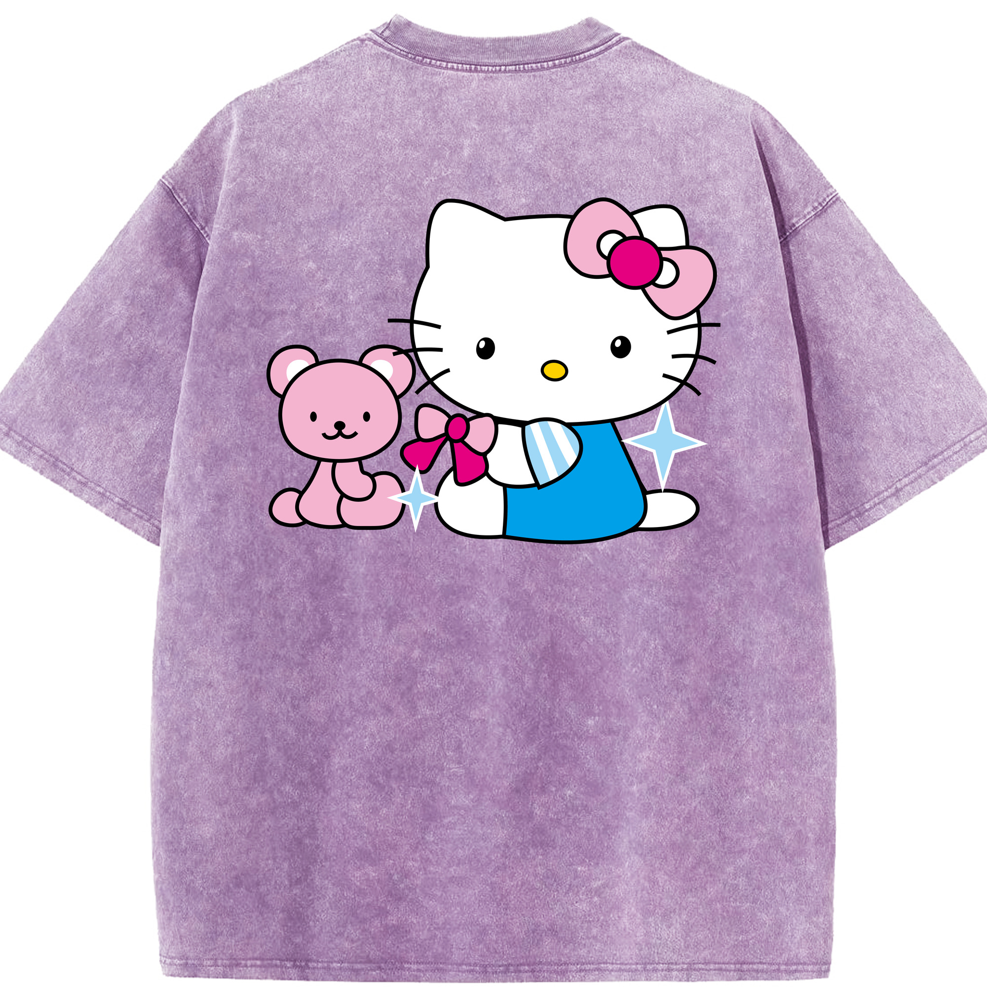 （画像用） Hello Kitty ハローキティ 綿100% ヴィンテージ風 半袖Tシャツ（背面プリント）