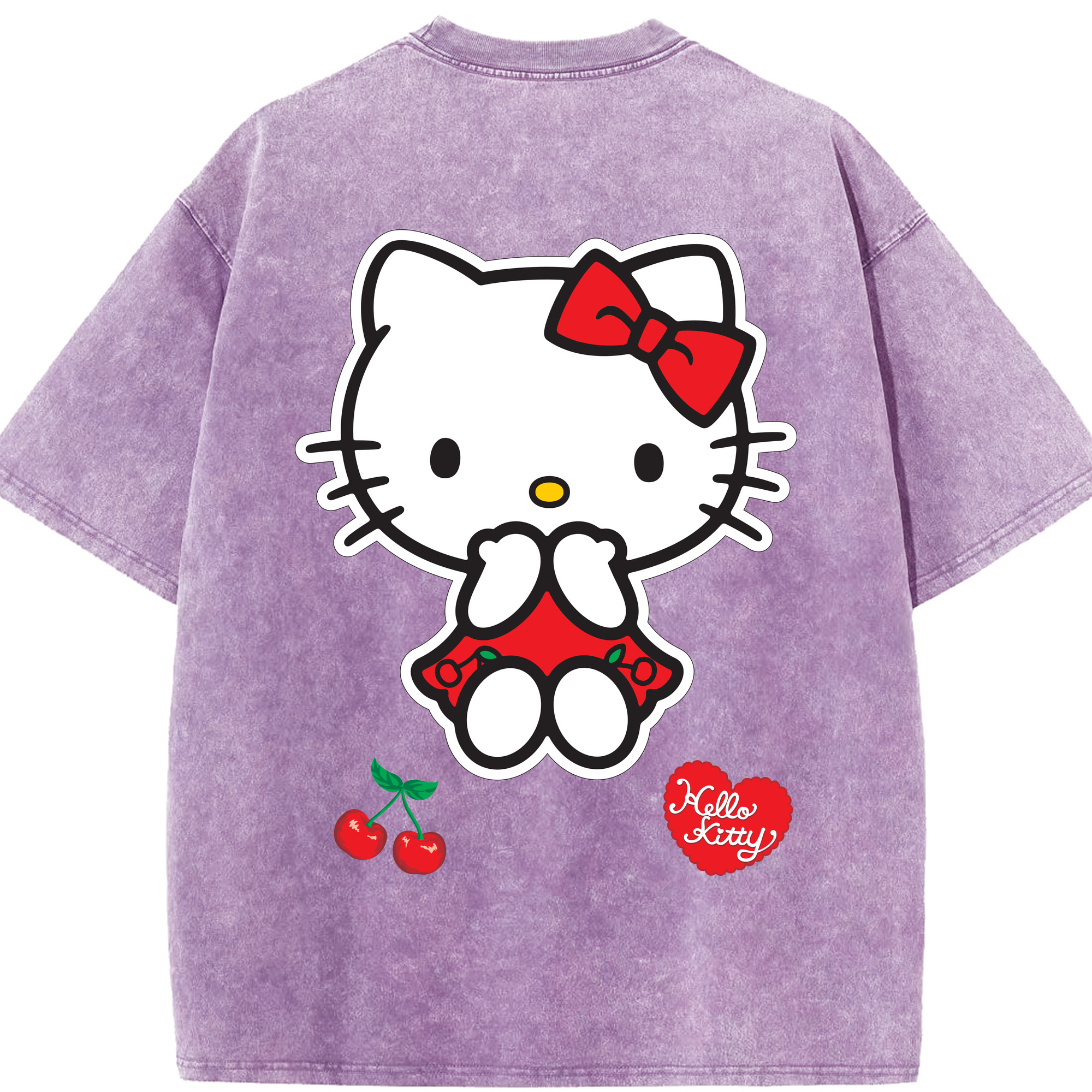 （画像用） Hello Kitty ハローキティ 綿100% ヴィンテージ風 半袖Tシャツ（背面プリント）