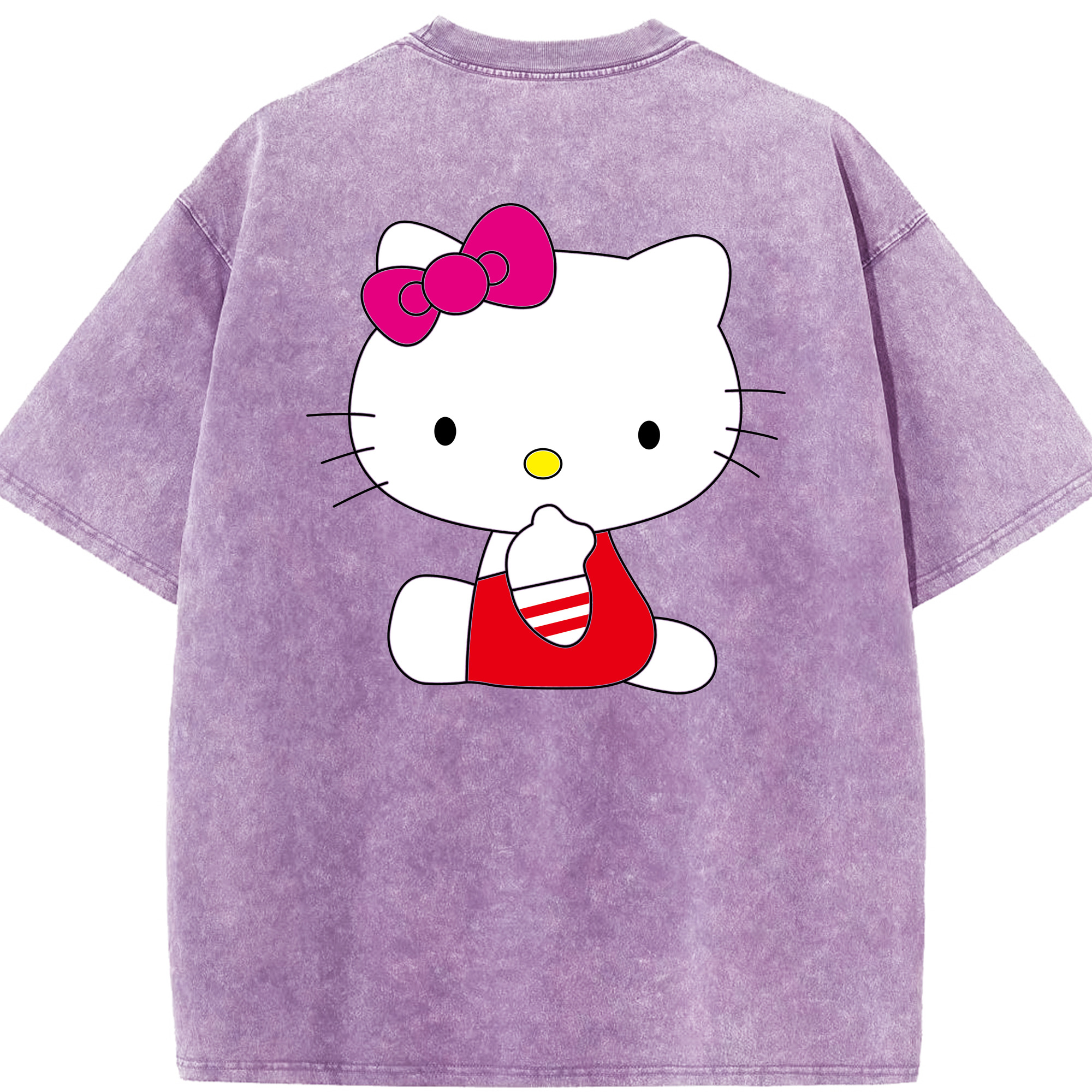 （画像用） Hello Kitty ハローキティ 綿100% ヴィンテージ風 半袖Tシャツ（背面プリント）