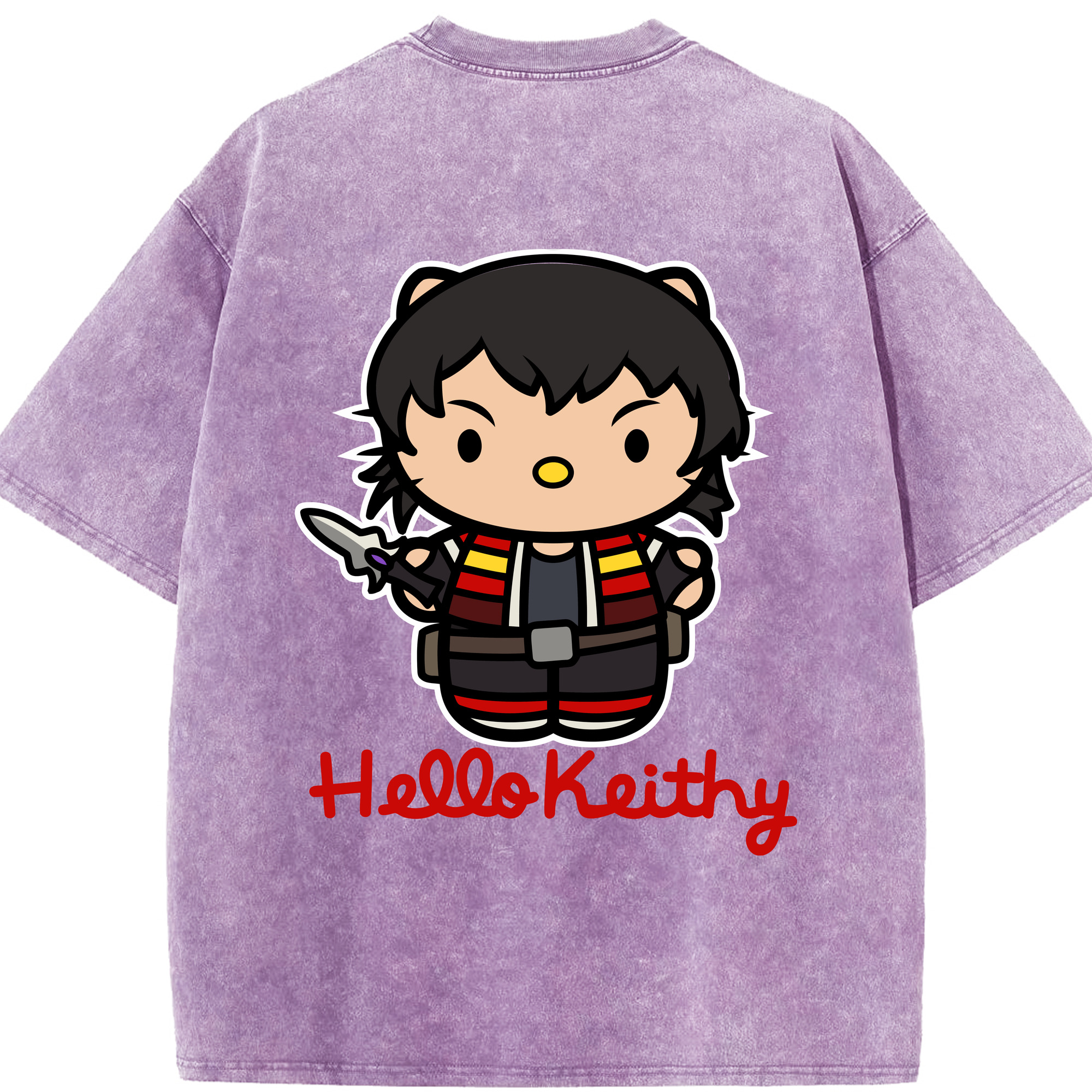（画像用） Hello Kitty ハローキティ 綿100% ヴィンテージ風 半袖Tシャツ（背面プリント）