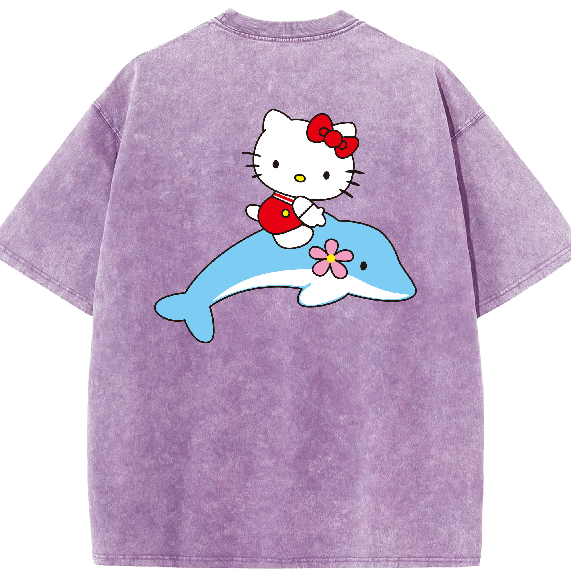（画像用） Hello Kitty ハローキティ 綿100% ヴィンテージ風 半袖Tシャツ（背面プリント）