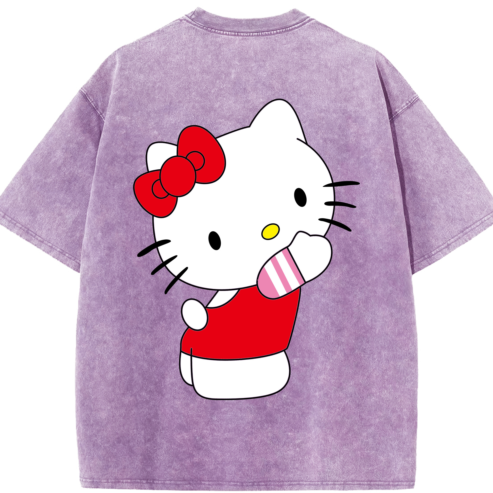（画像用） Hello Kitty ハローキティ 綿100% ヴィンテージ風 半袖Tシャツ（背面プリント）