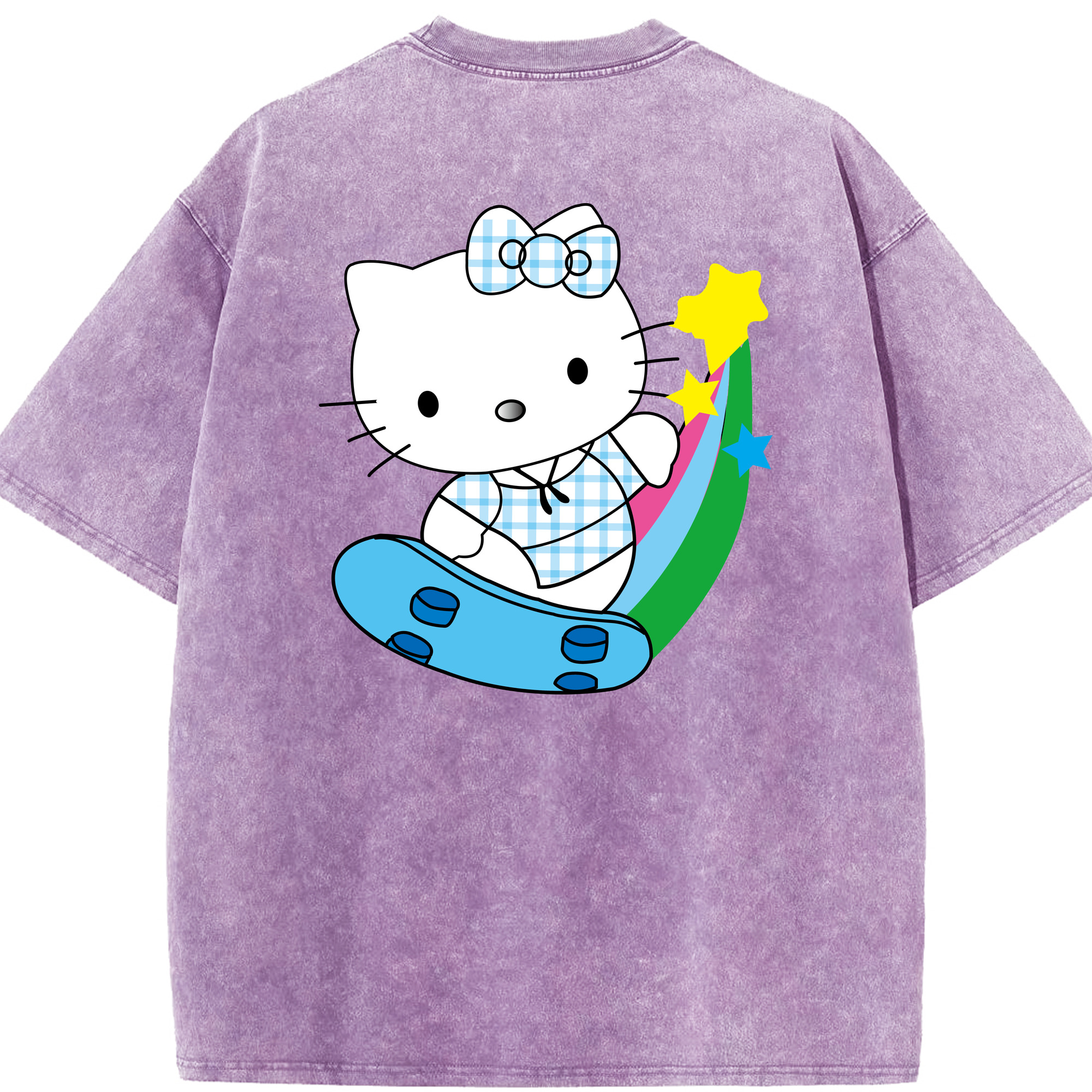 （画像用） Hello Kitty ハローキティ 綿100% ヴィンテージ風 半袖Tシャツ（背面プリント）