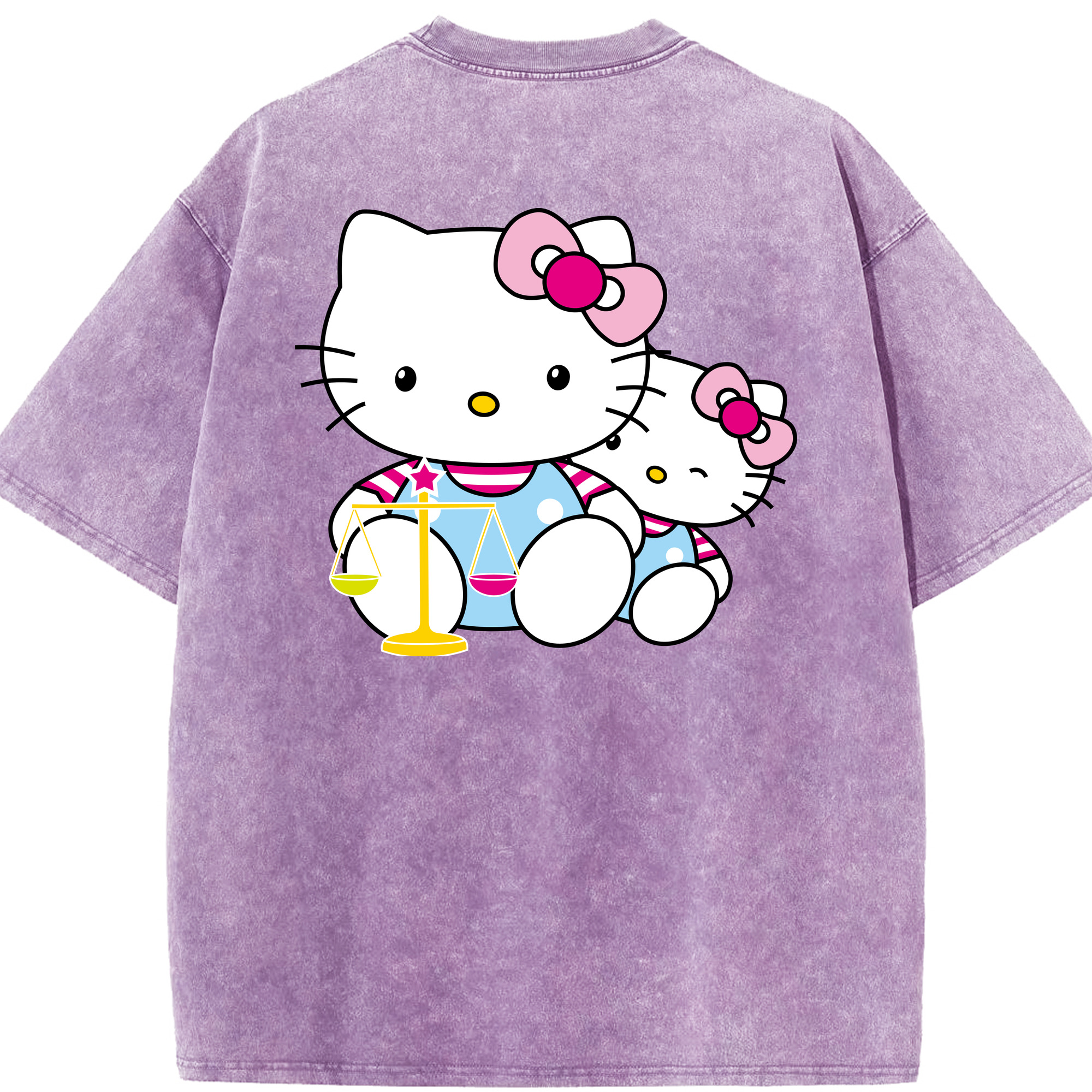 （画像用） Hello Kitty ハローキティ 綿100% ヴィンテージ風 半袖Tシャツ（背面プリント）