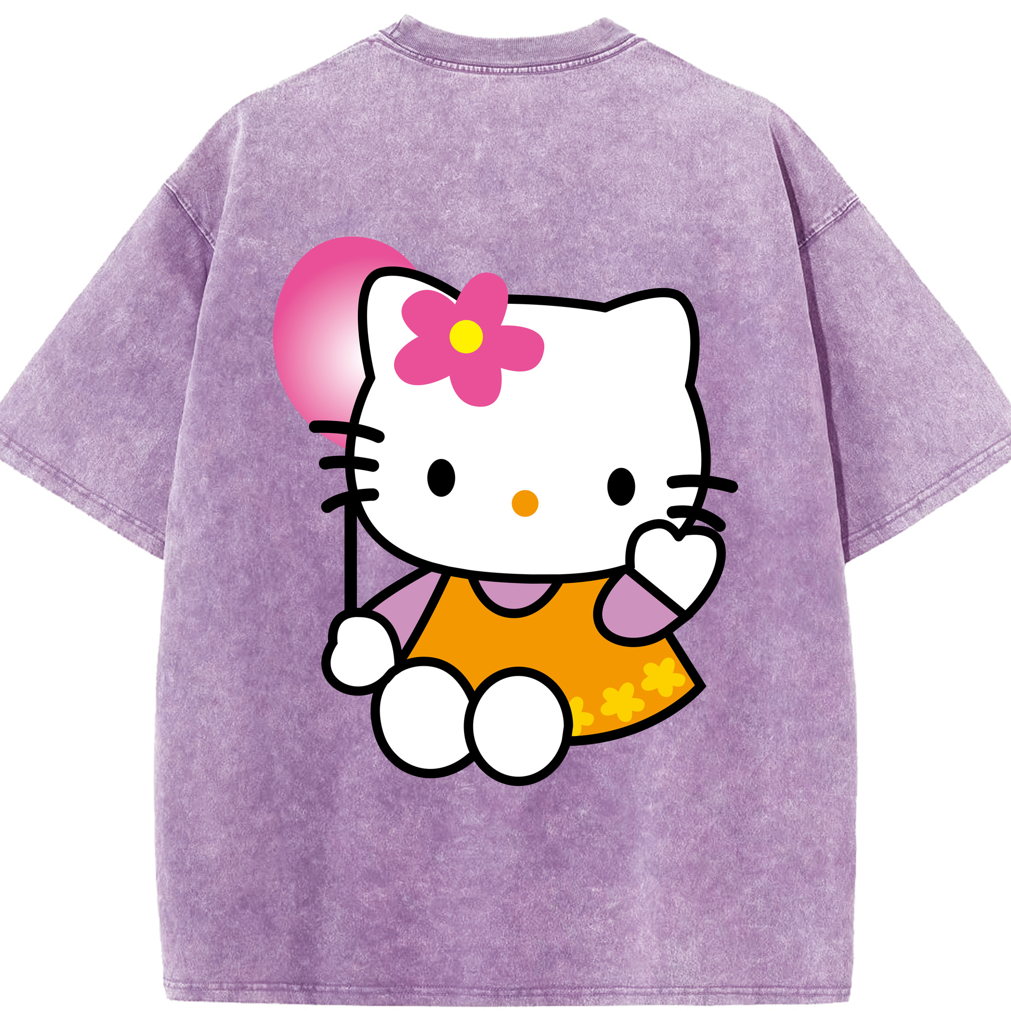 （画像用） Hello Kitty ハローキティ 綿100% ヴィンテージ風 半袖Tシャツ（背面プリント）