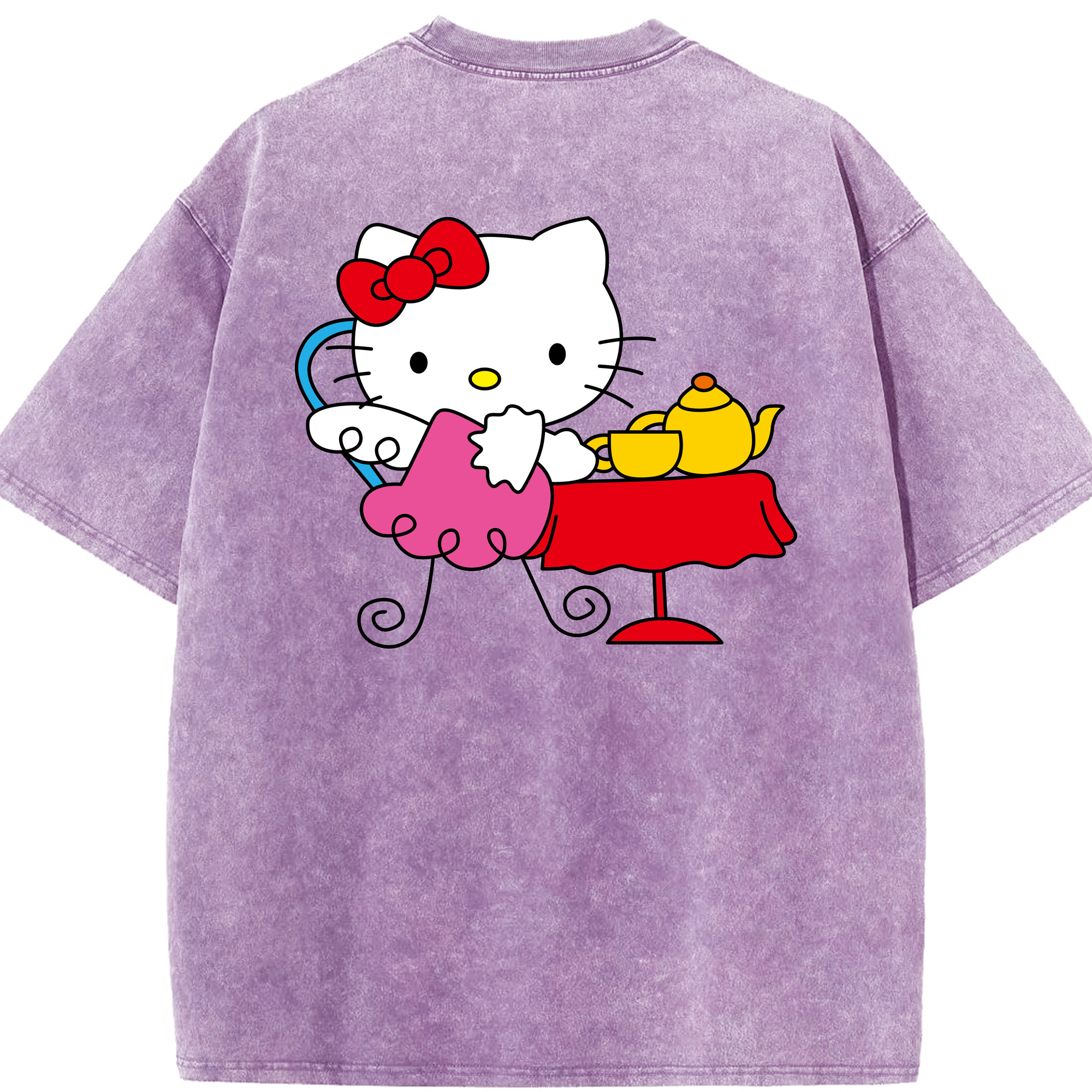 （画像用） Hello Kitty ハローキティ 綿100% ヴィンテージ風 半袖Tシャツ（背面プリント）