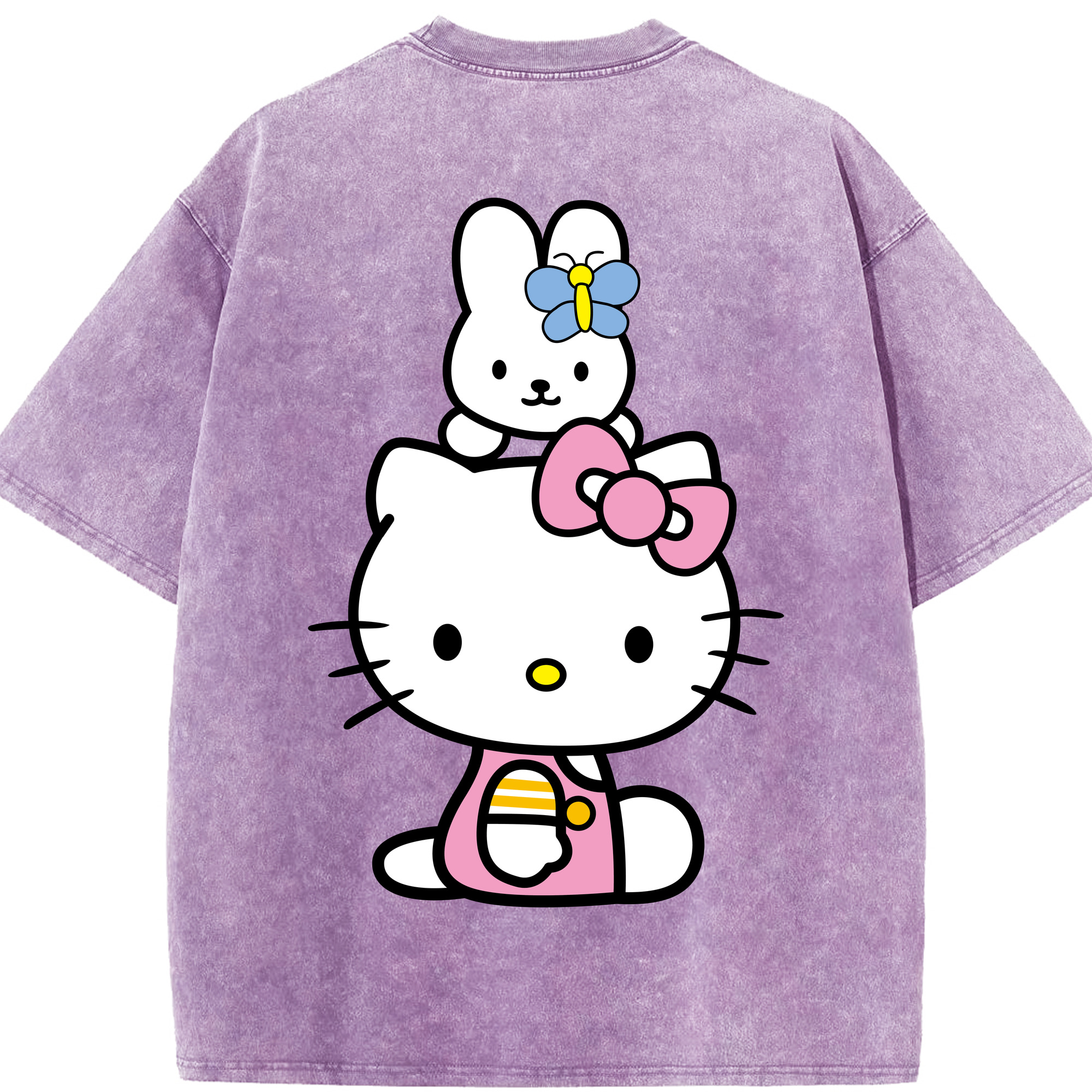 （画像用） Hello Kitty ハローキティ 綿100% ヴィンテージ風 半袖Tシャツ（背面プリント）