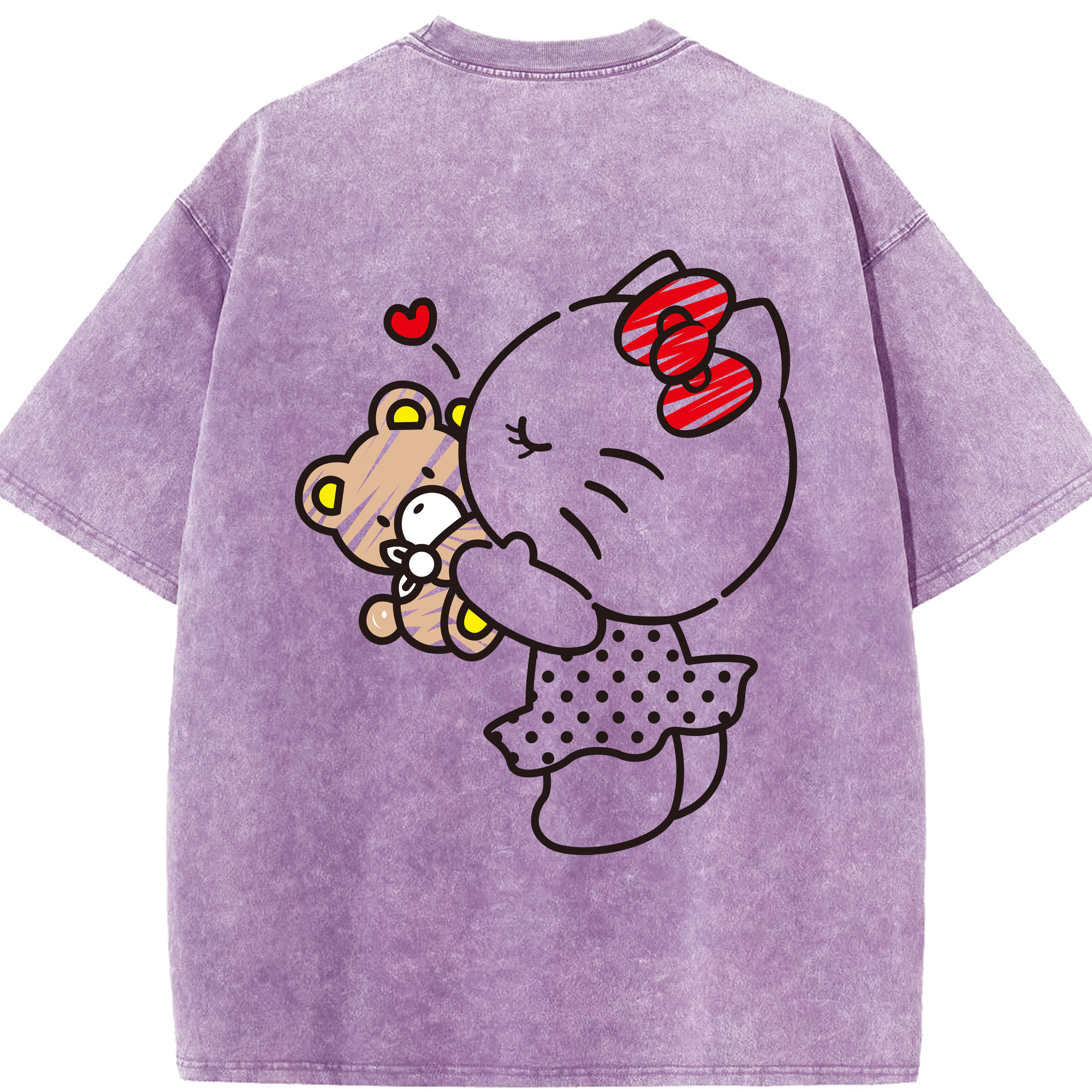 （画像用） Hello Kitty ハローキティ 綿100% ヴィンテージ風 半袖Tシャツ（背面プリント）