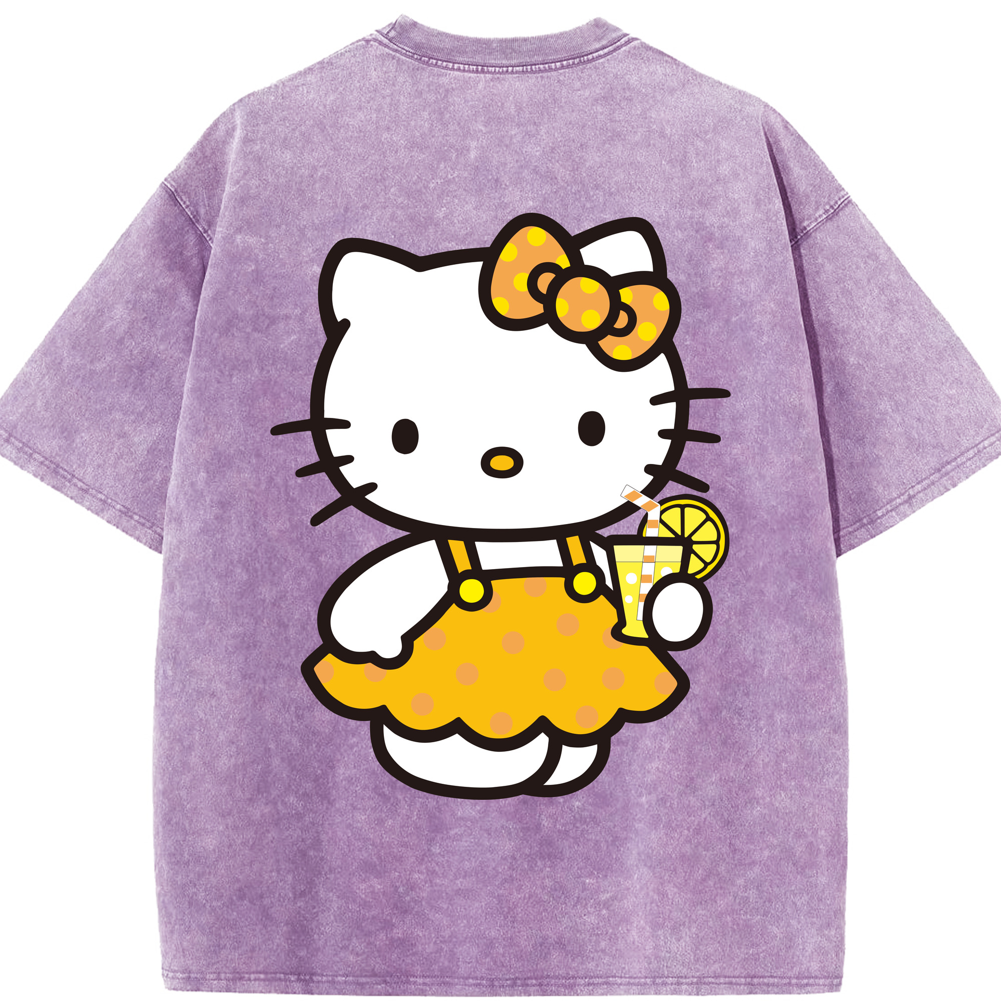 （画像用） Hello Kitty ハローキティ 綿100% ヴィンテージ風 半袖Tシャツ（背面プリント）