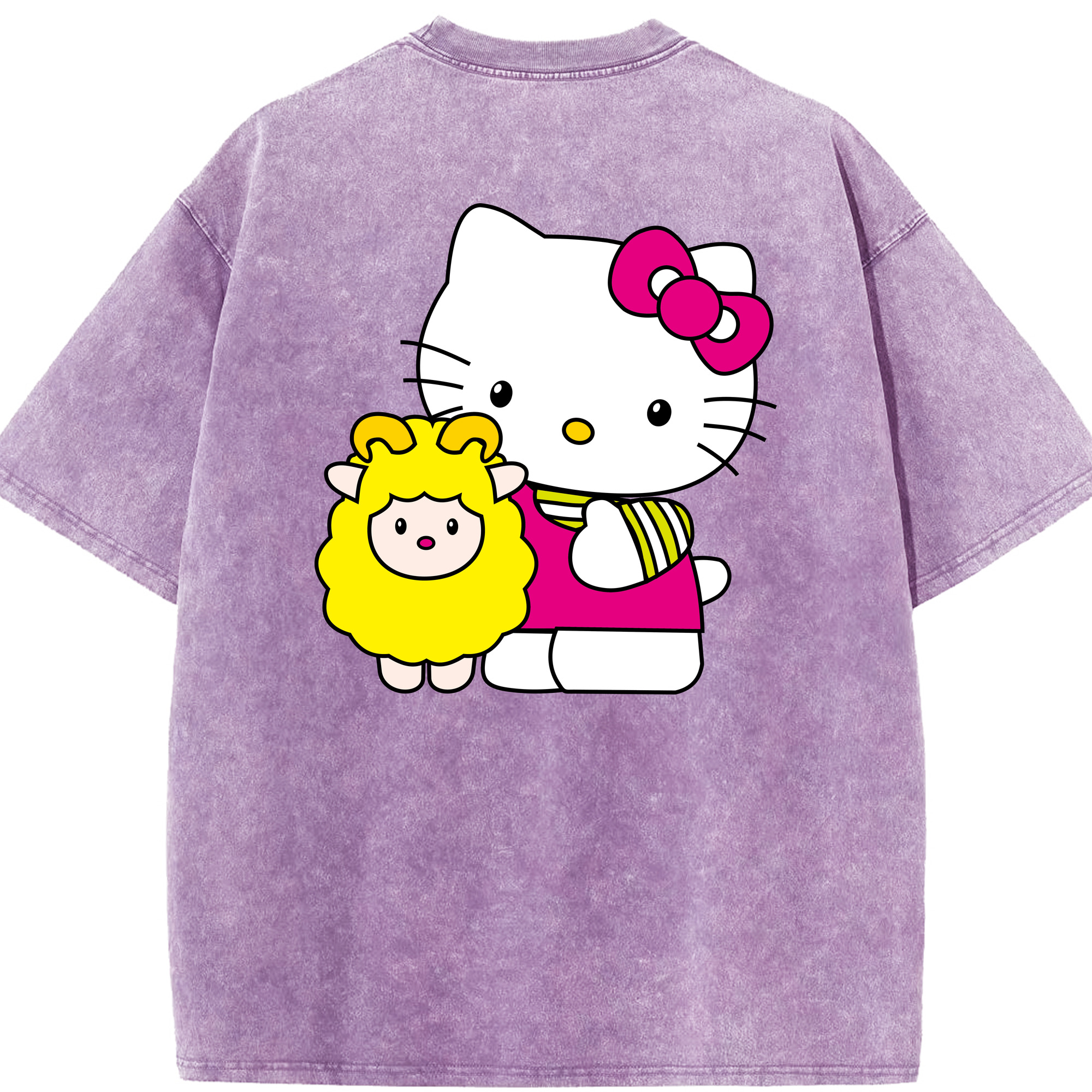 （画像用） Hello Kitty ハローキティ 綿100% ヴィンテージ風 半袖Tシャツ（背面プリント）