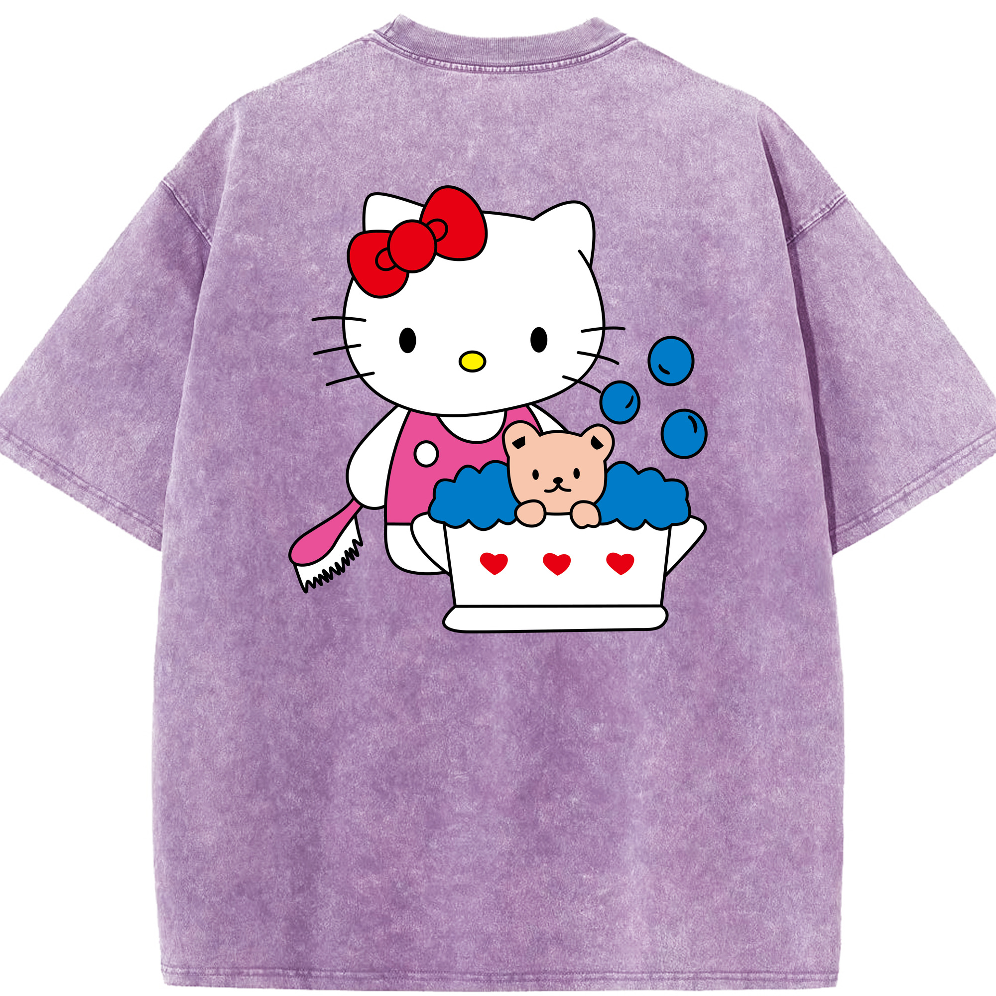 （画像用） Hello Kitty ハローキティ 綿100% ヴィンテージ風 半袖Tシャツ（背面プリント）