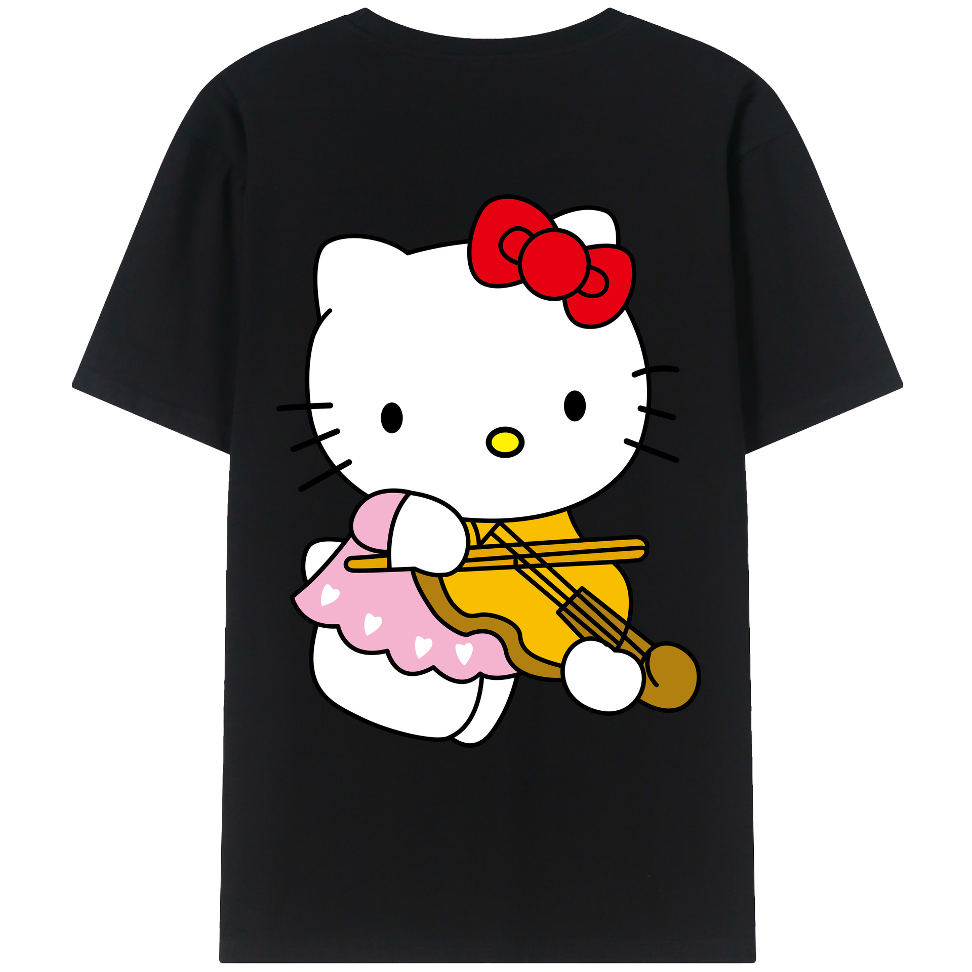 （画像用） Hello Kitty ハローキティ 綿100％ メンズ半袖Tシャツ（バックプリント） 通気性