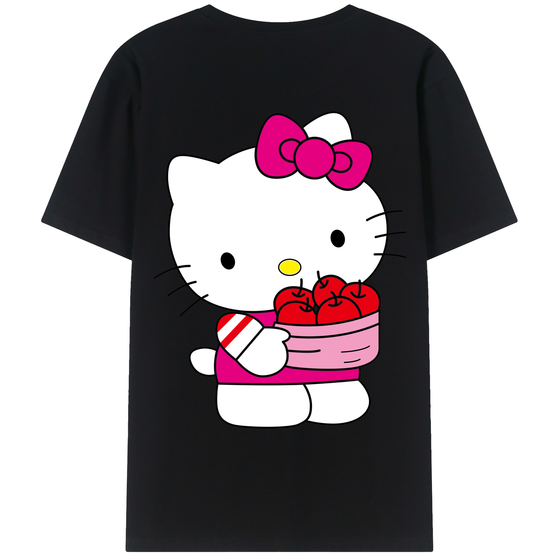 （画像用） Hello Kitty ハローキティ 綿100％ メンズ半袖Tシャツ（バックプリント） 通気性