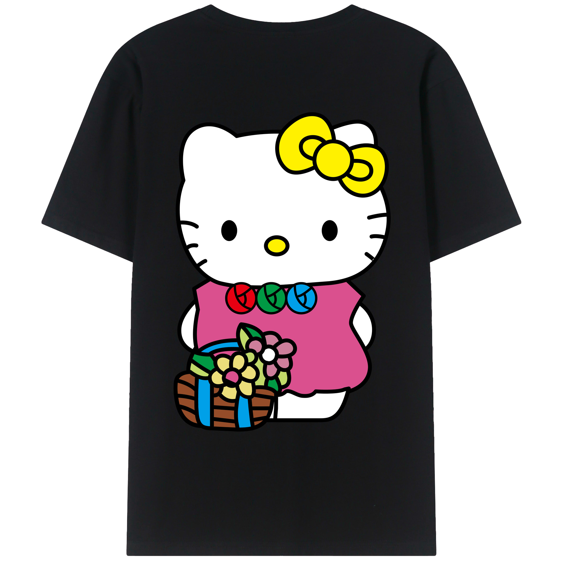 （画像用） Hello Kitty ハローキティ 綿100％ メンズ半袖Tシャツ（バックプリント） 通気性