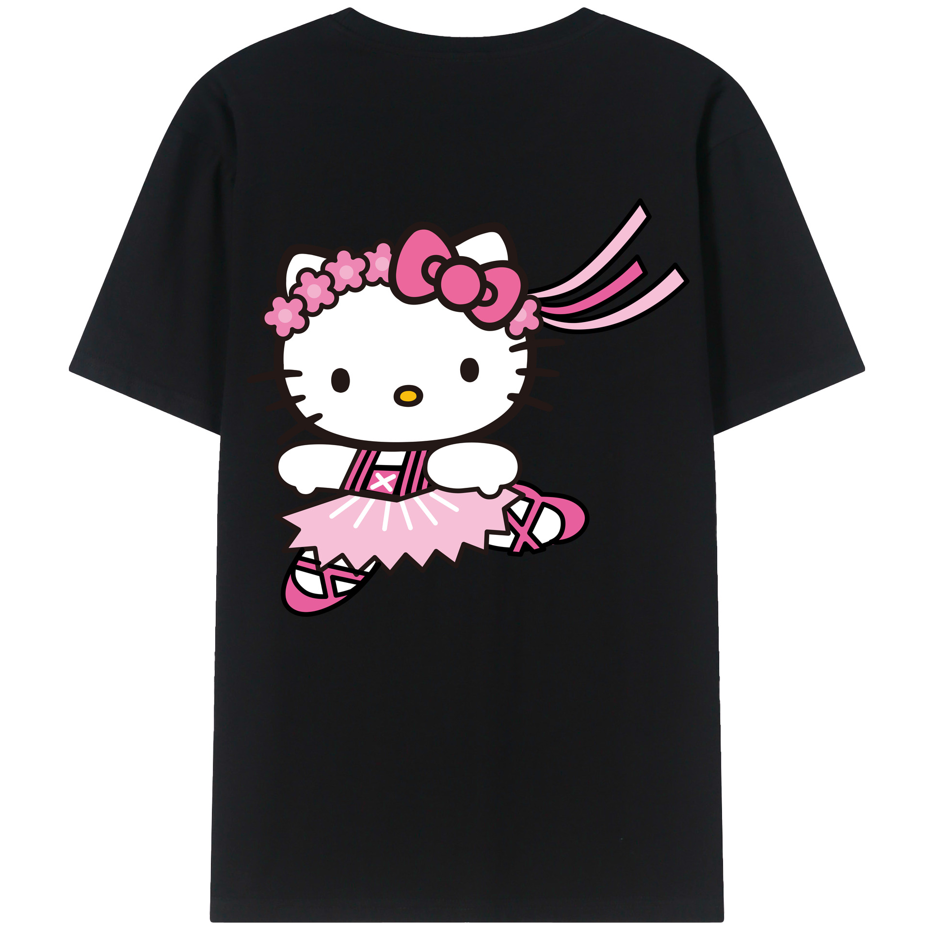 （画像用） Hello Kitty ハローキティ 綿100％ メンズ半袖Tシャツ（バックプリント） 通気性