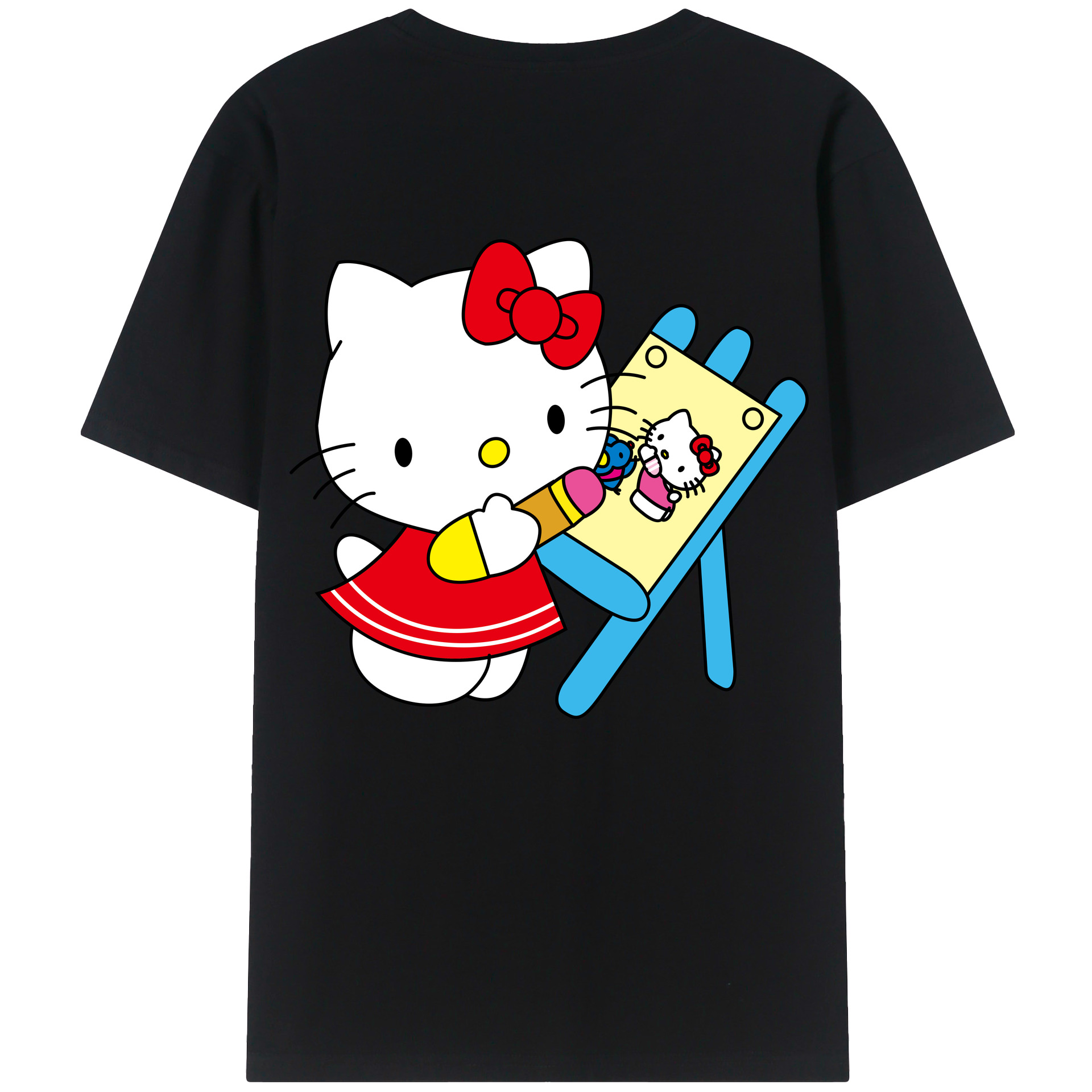 （画像用） Hello Kitty ハローキティ 綿100％ メンズ半袖Tシャツ（バックプリント） 通気性