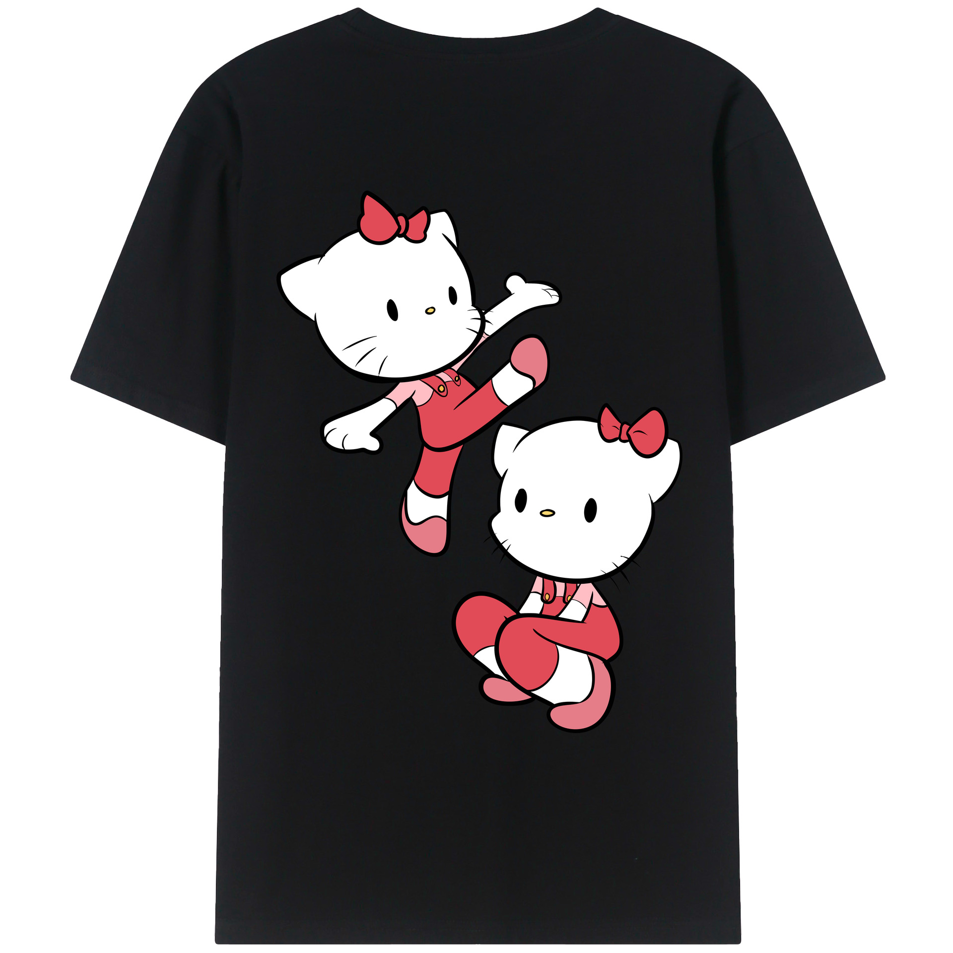 （画像用） Hello Kitty ハローキティ 綿100％ メンズ半袖Tシャツ（バックプリント） 通気性