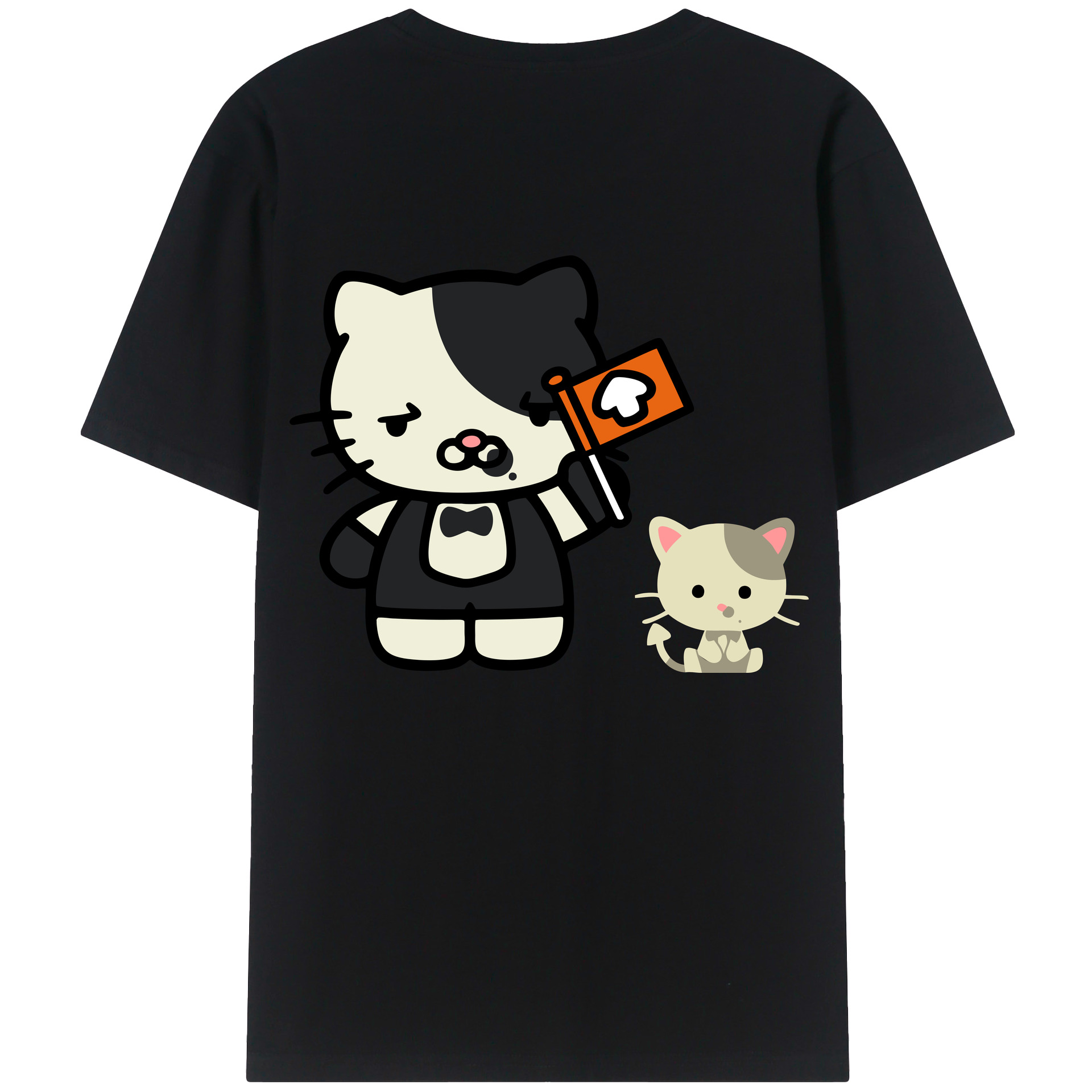（画像用） Hello Kitty ハローキティ 綿100％ メンズ半袖Tシャツ（バックプリント） 通気性