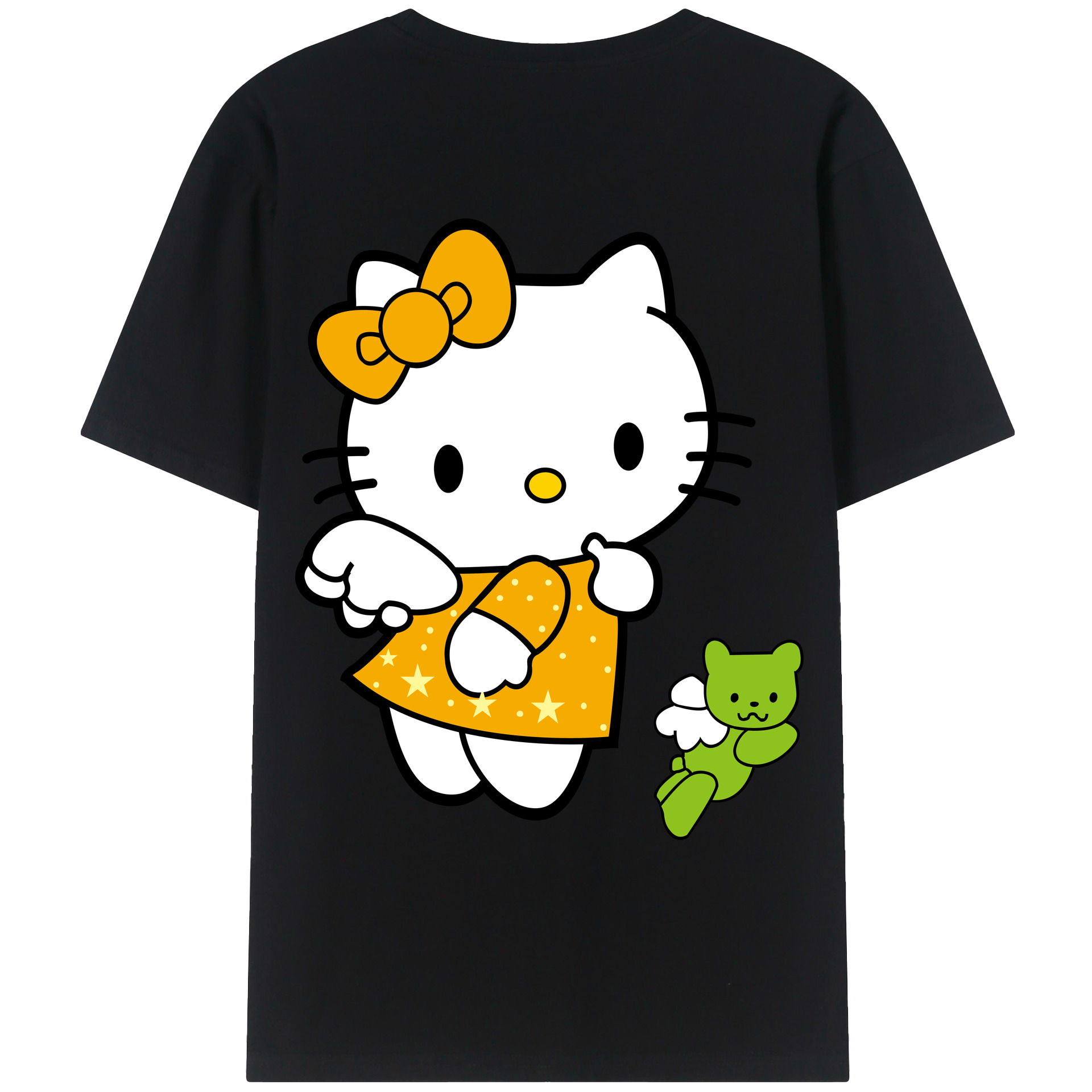 （画像用） Hello Kitty ハローキティ 綿100％ メンズ半袖Tシャツ（バックプリント） 通気性