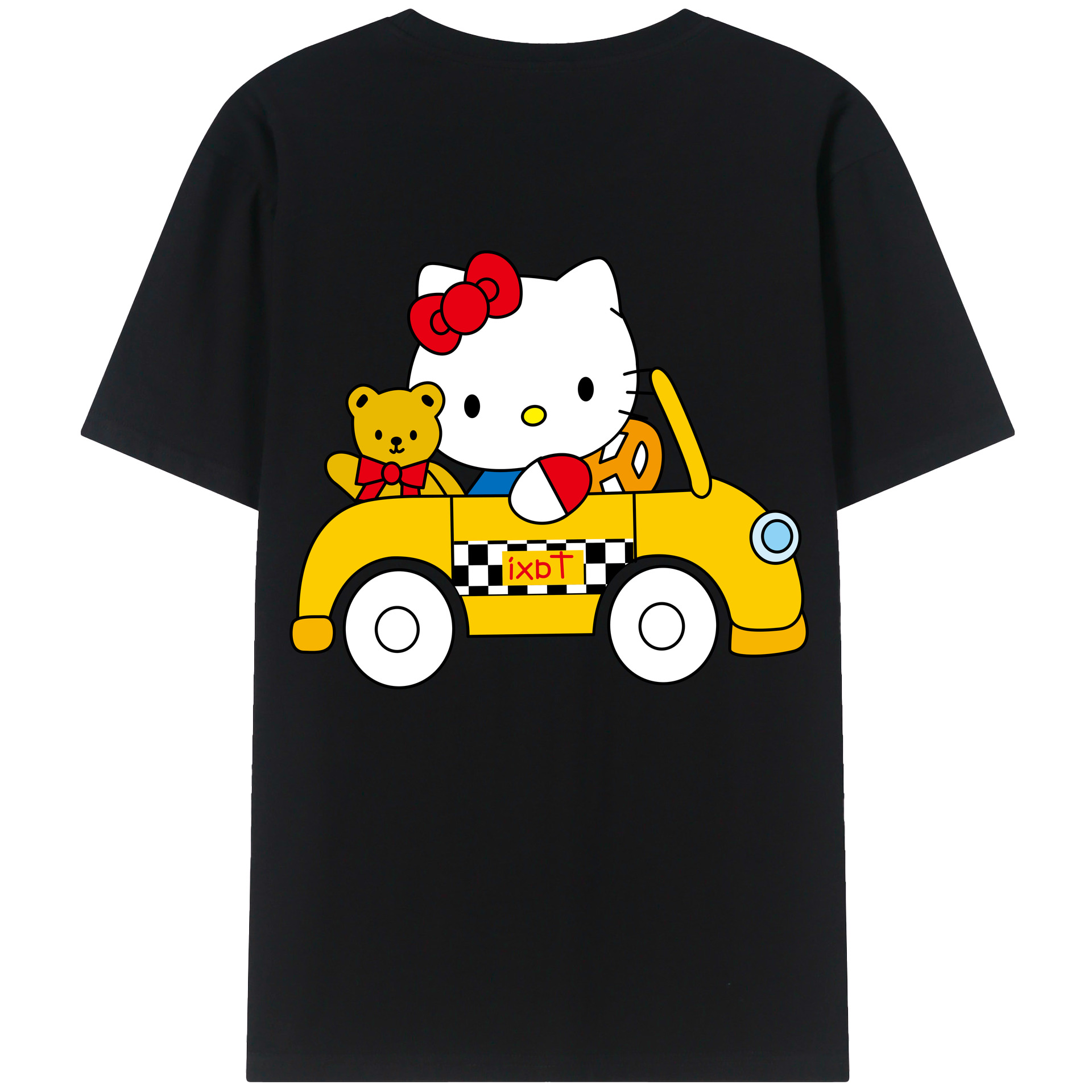 （画像用） Hello Kitty ハローキティ 綿100％ メンズ半袖Tシャツ（バックプリント） 通気性