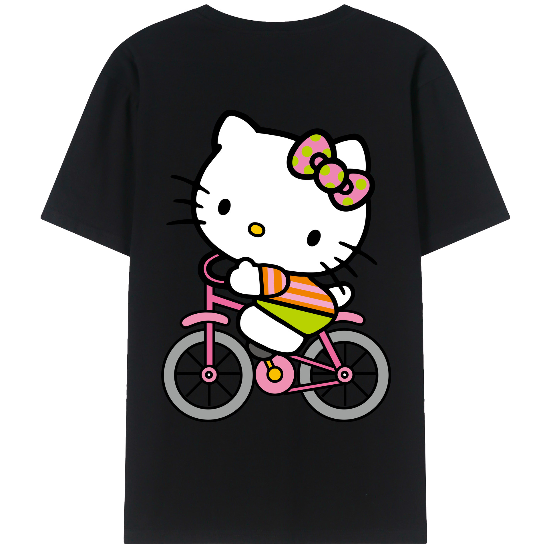 （画像用） Hello Kitty ハローキティ 綿100％ メンズ半袖Tシャツ（バックプリント） 通気性