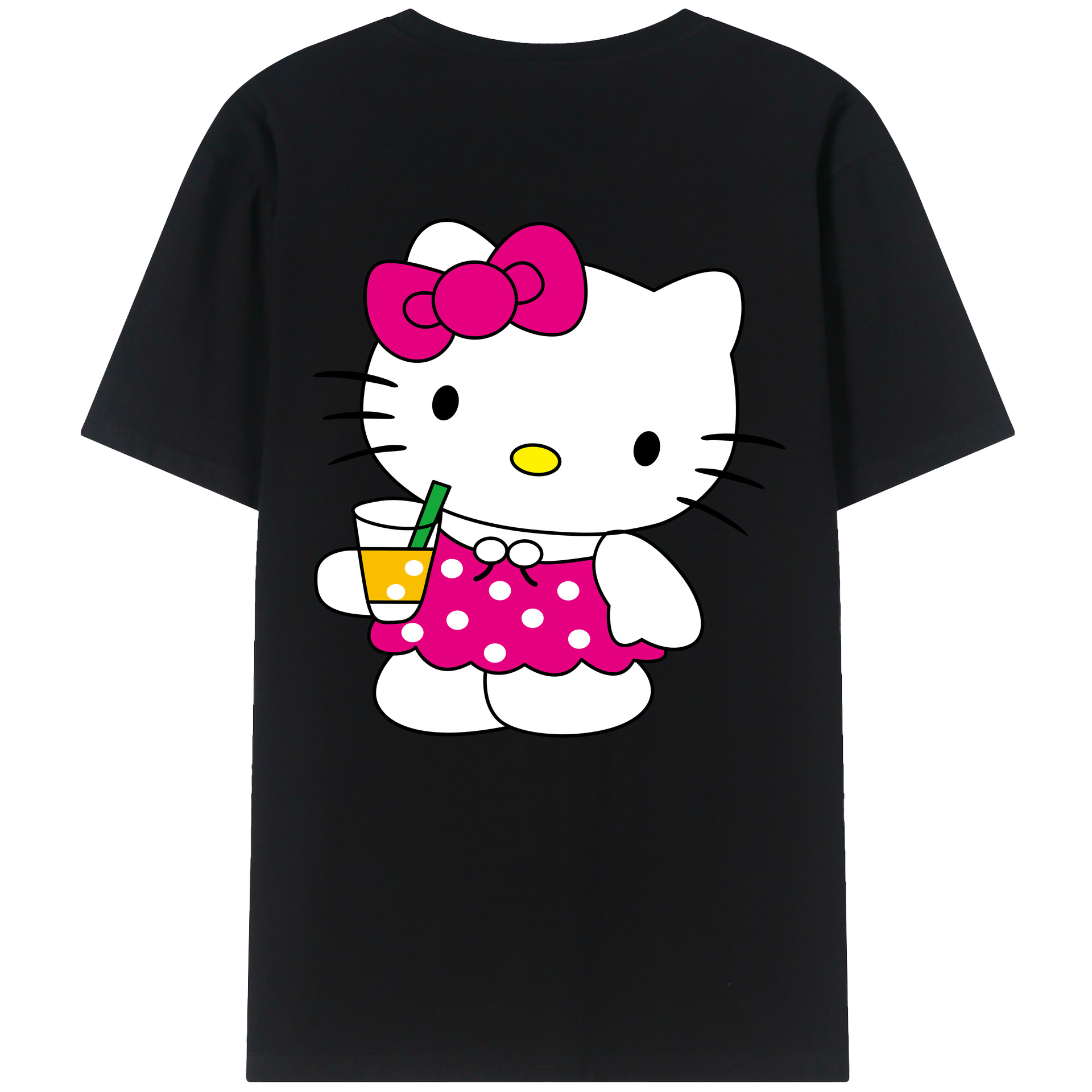 （画像用） Hello Kitty ハローキティ 綿100％ メンズ半袖Tシャツ（バックプリント） 通気性