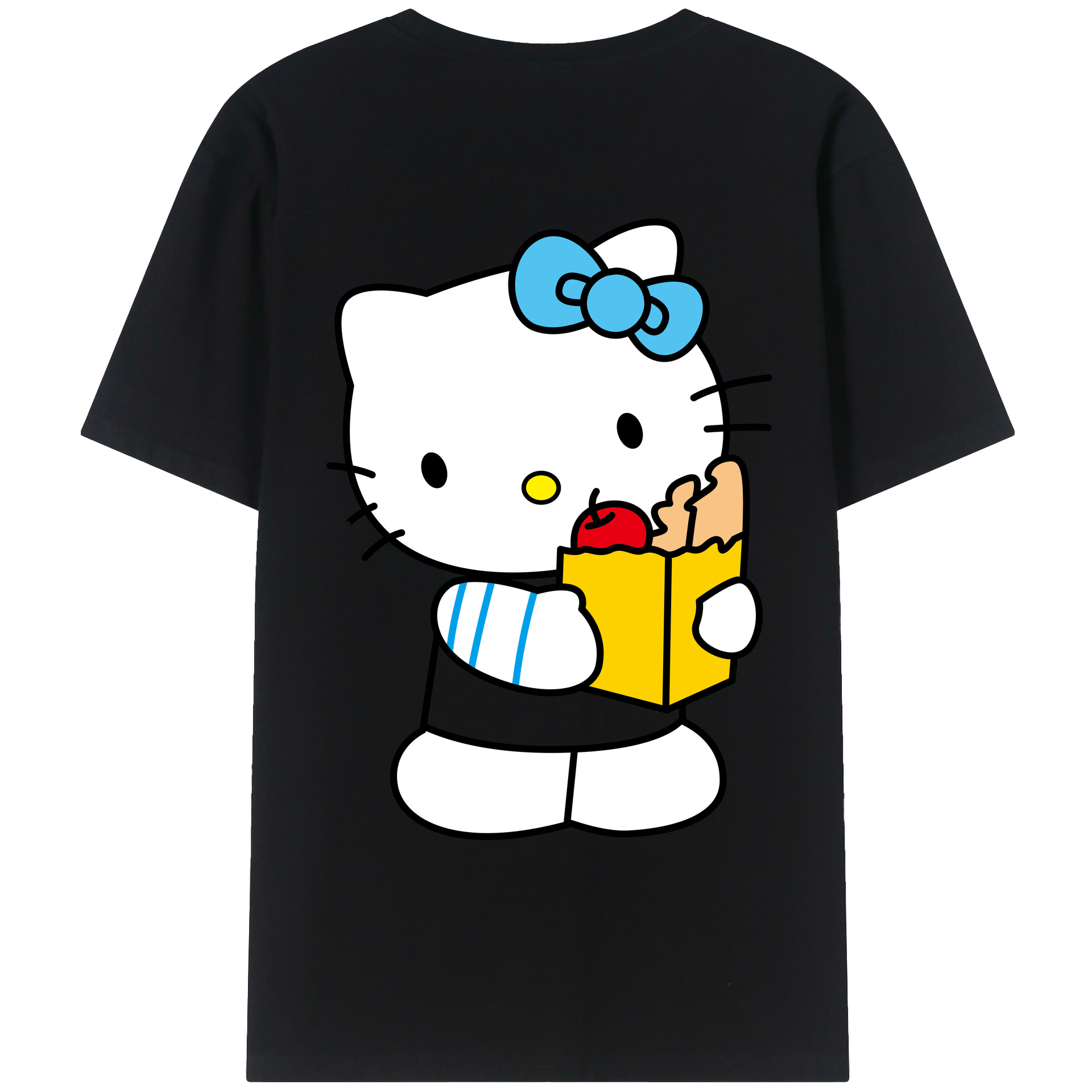 （画像用） Hello Kitty ハローキティ 綿100％ メンズ半袖Tシャツ（バックプリント） 通気性