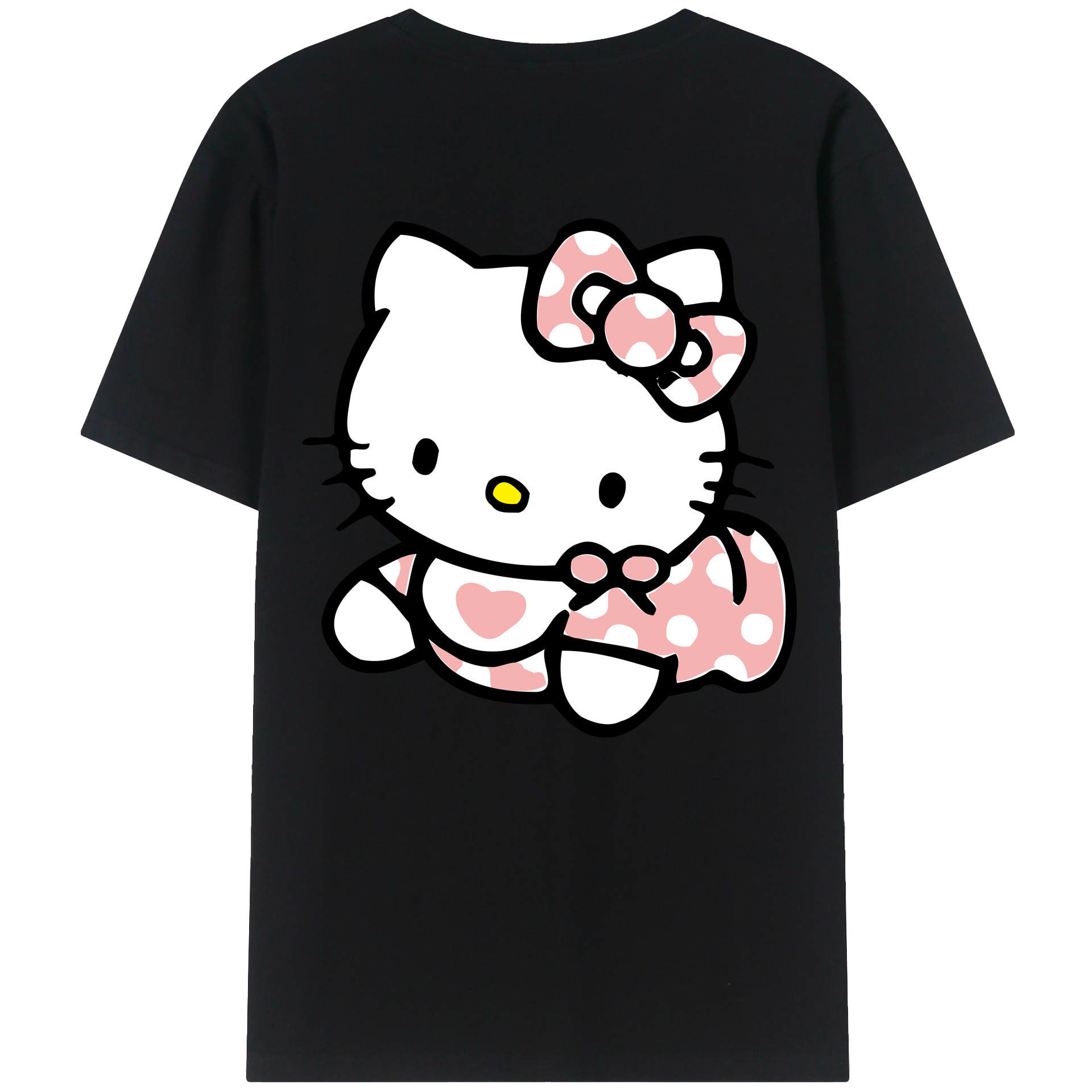 （画像用） Hello Kitty ハローキティ 綿100％ メンズ半袖Tシャツ（バックプリント） 通気性