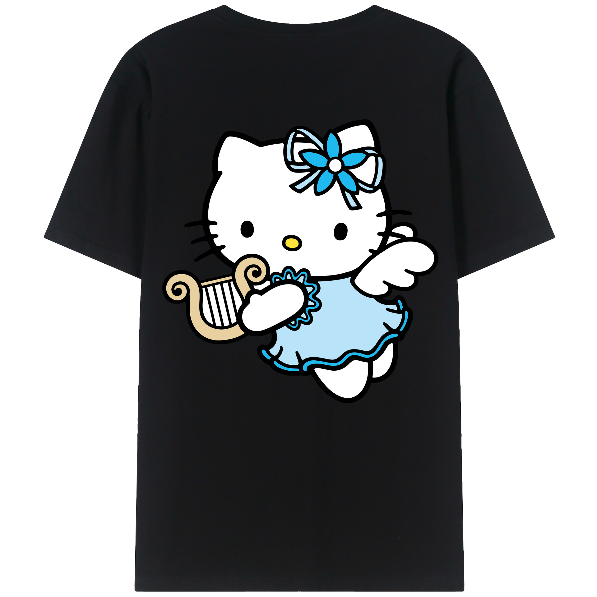 （画像用） Hello Kitty ハローキティ 綿100％ メンズ半袖Tシャツ（バックプリント） 通気性