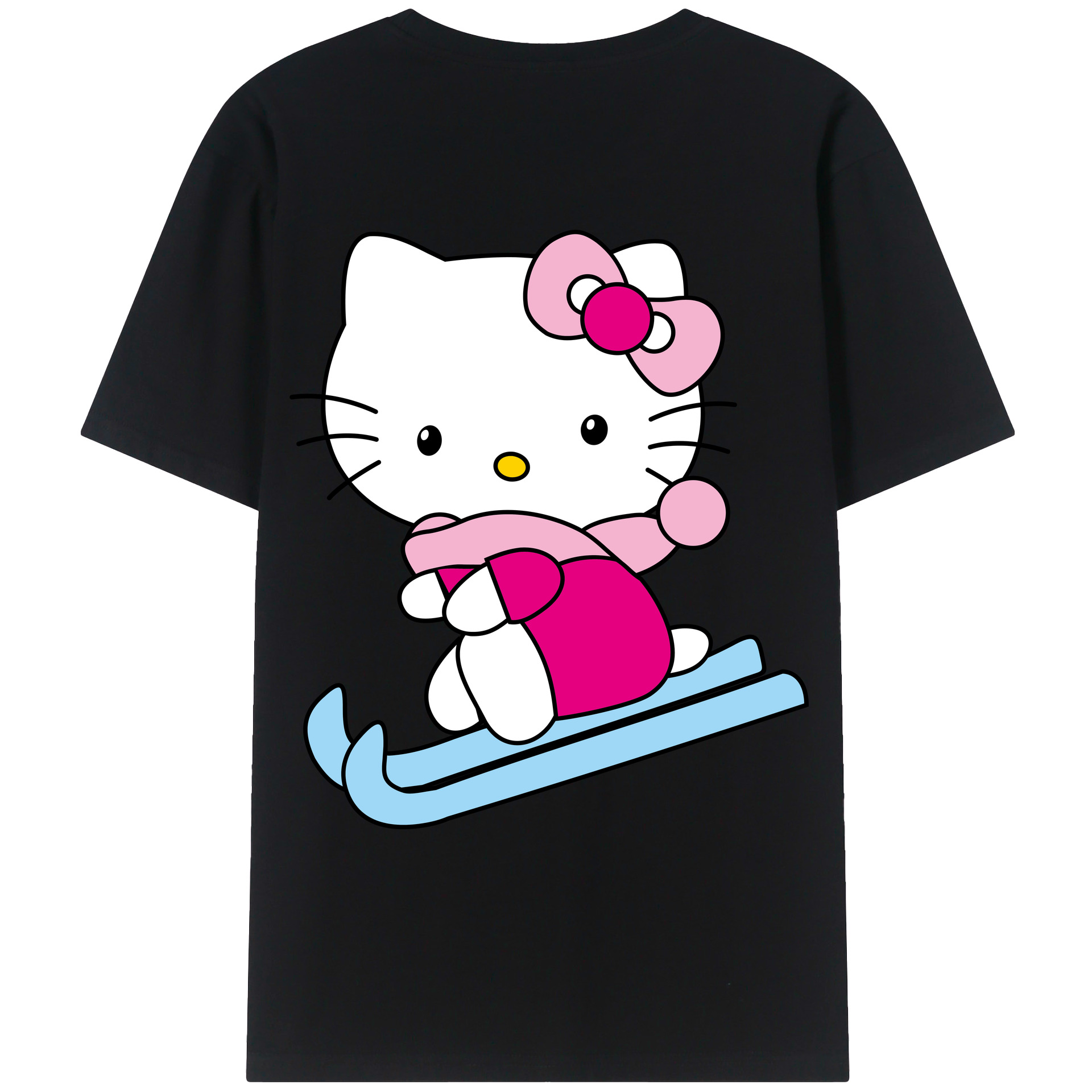 （画像用） Hello Kitty ハローキティ 綿100％ メンズ半袖Tシャツ（バックプリント） 通気性