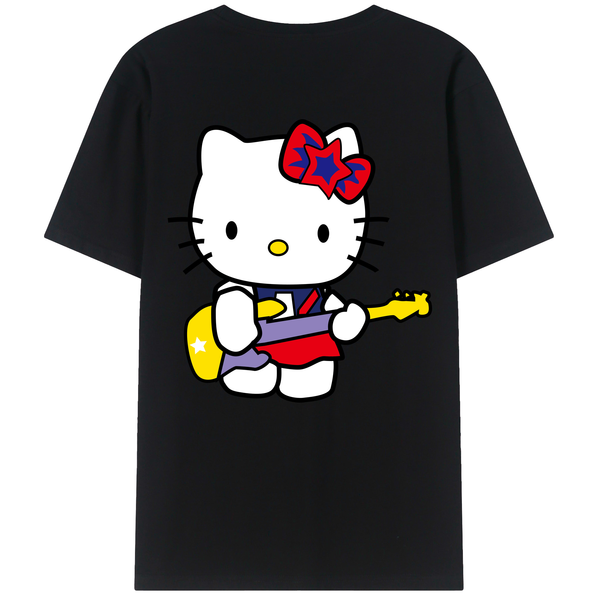 （画像用） Hello Kitty ハローキティ 綿100％ メンズ半袖Tシャツ（バックプリント） 通気性