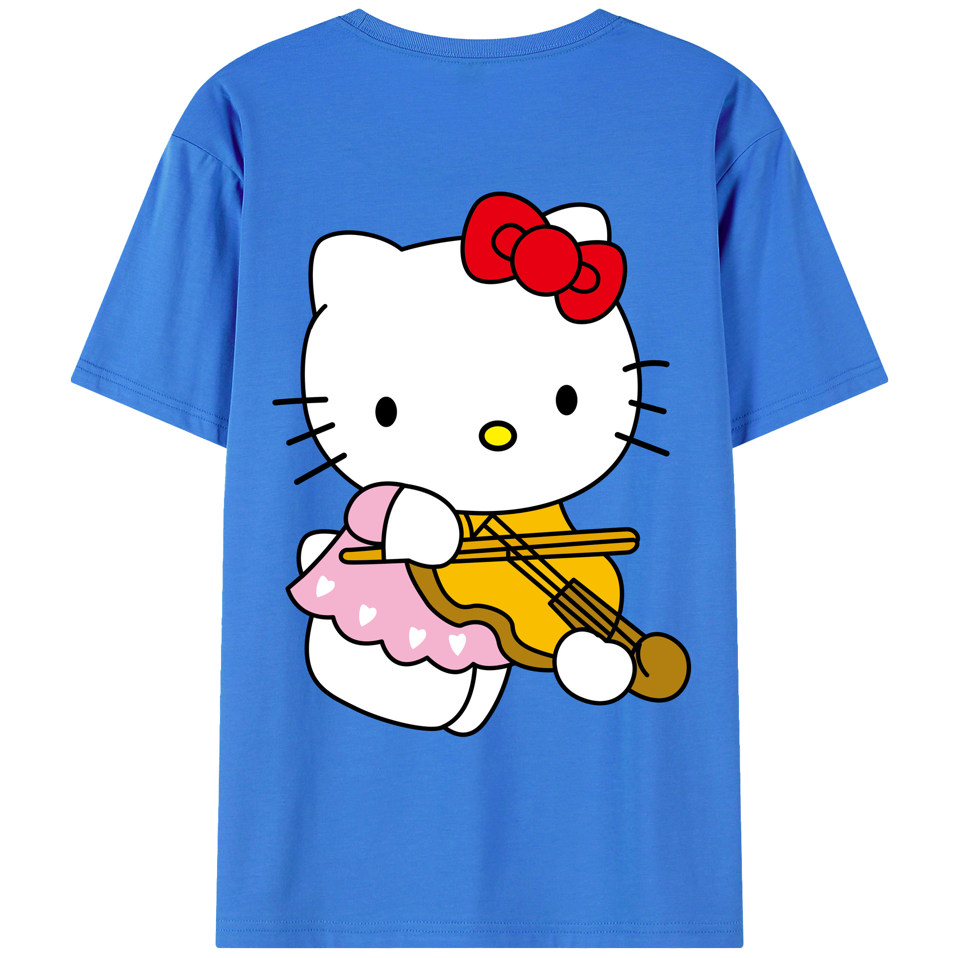 （画像用） Hello Kitty ハローキティ 綿100％ メンズ半袖Tシャツ（バックプリント） 通気性