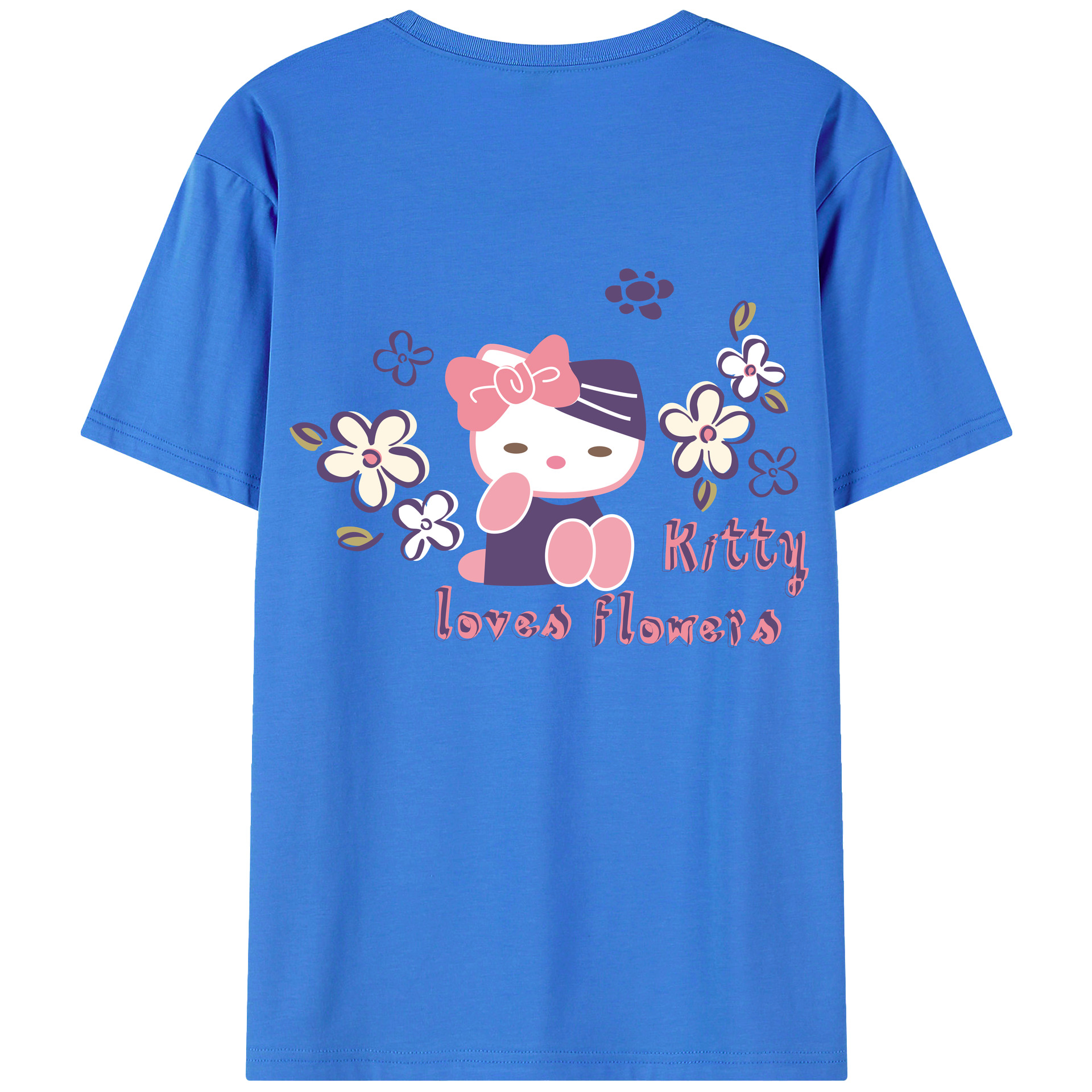 （画像用） Hello Kitty ハローキティ 綿100％ メンズ半袖Tシャツ（バックプリント） 通気性
