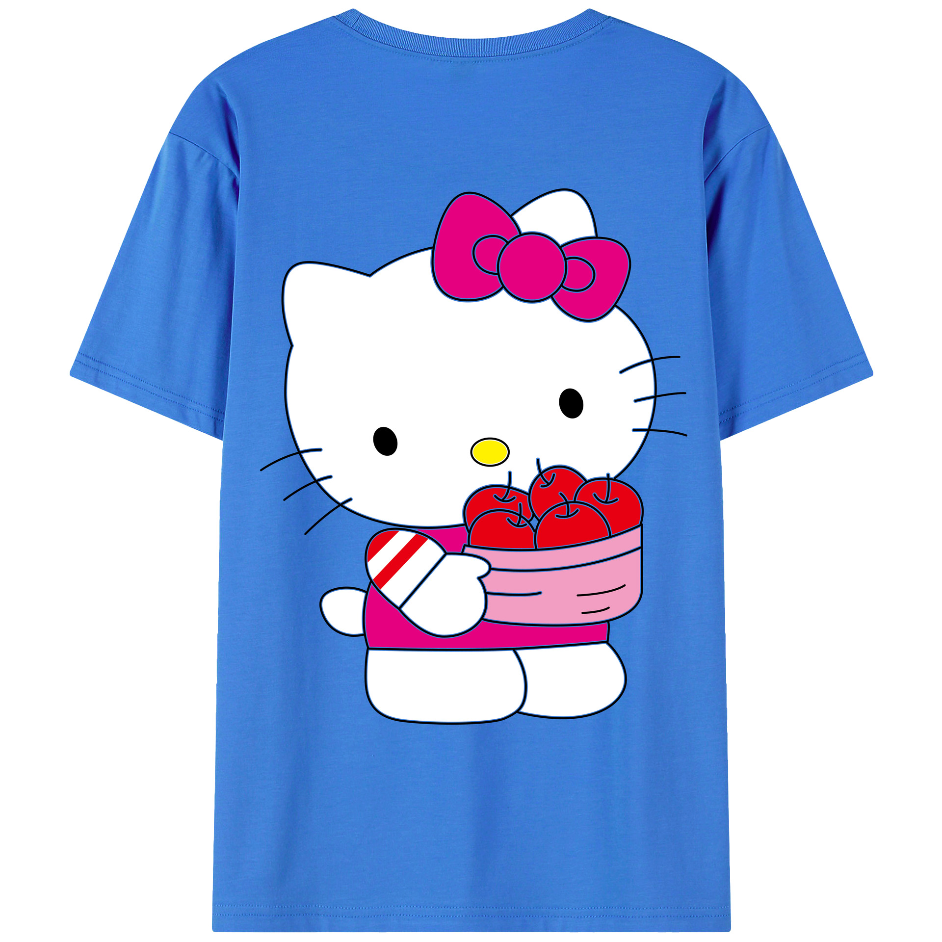 （画像用） Hello Kitty ハローキティ 綿100％ メンズ半袖Tシャツ（バックプリント） 通気性